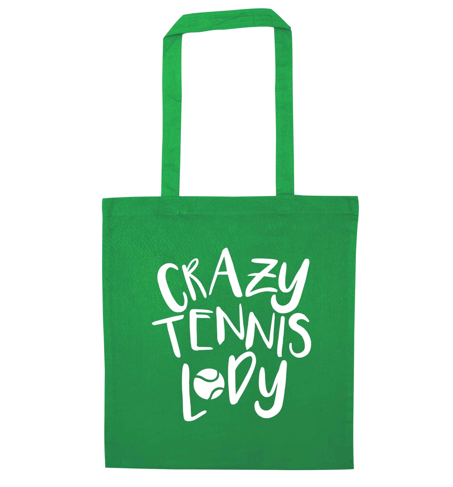 Crazy tennis lady green tote bag