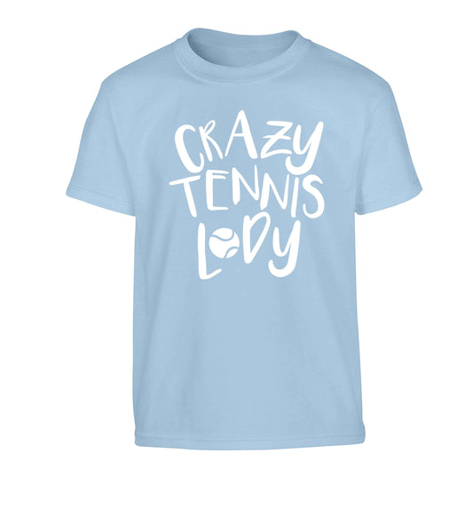 Crazy tennis lady Children's light blue Tshirt 12-13 Years
