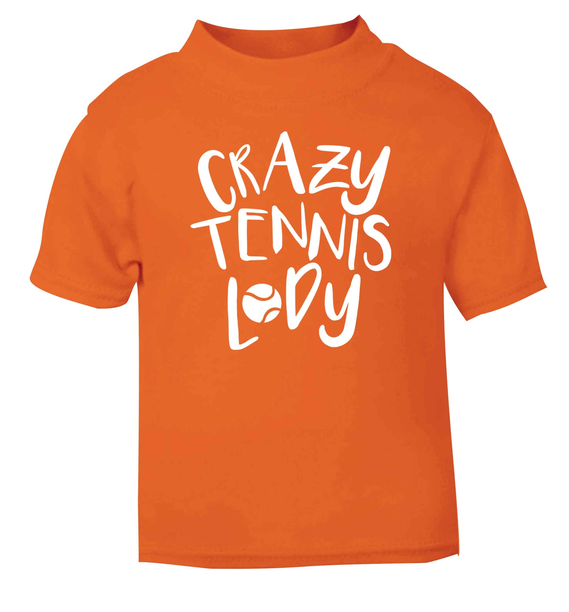 Crazy tennis lady orange Baby Toddler Tshirt 2 Years