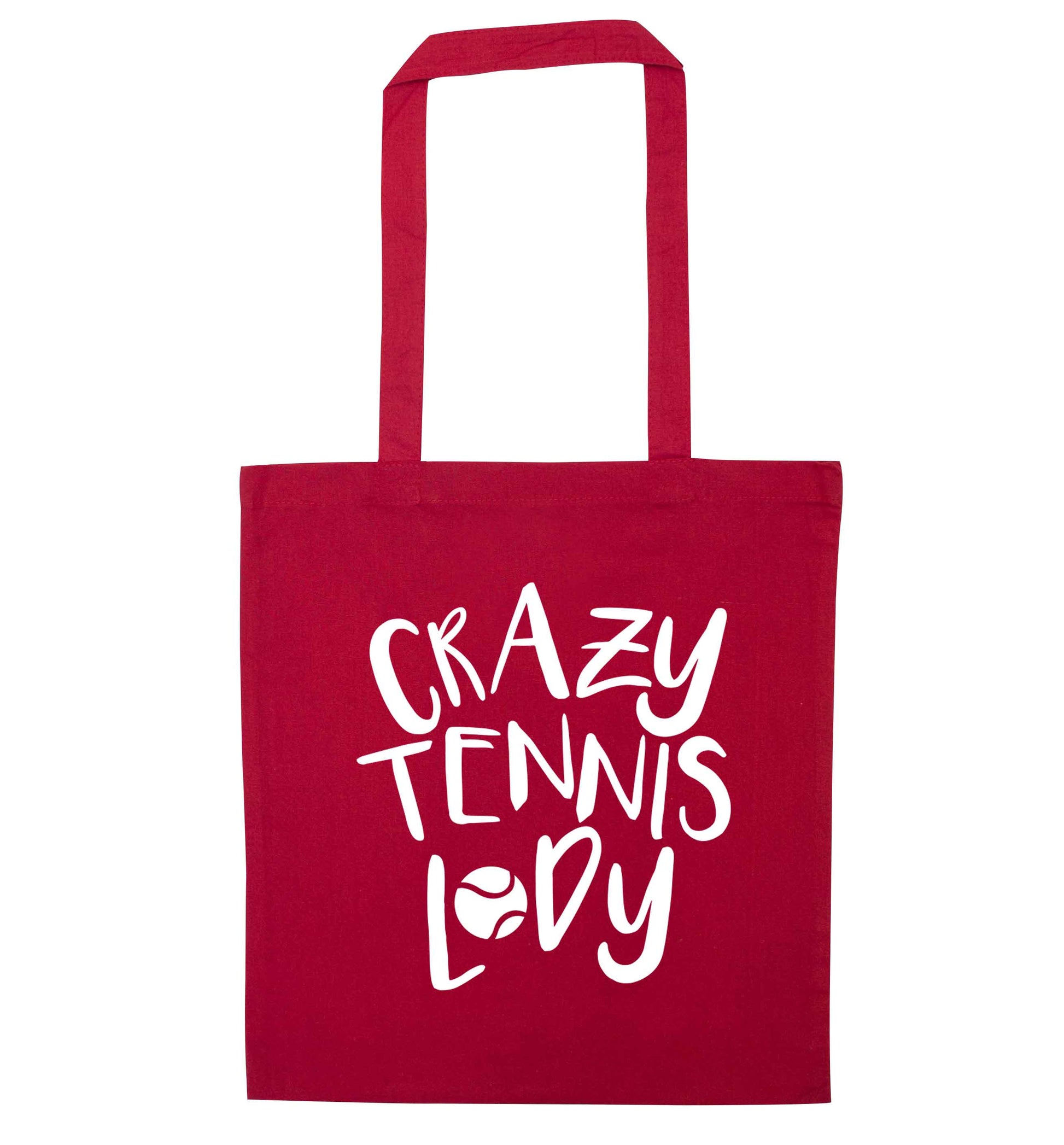 Crazy tennis lady red tote bag