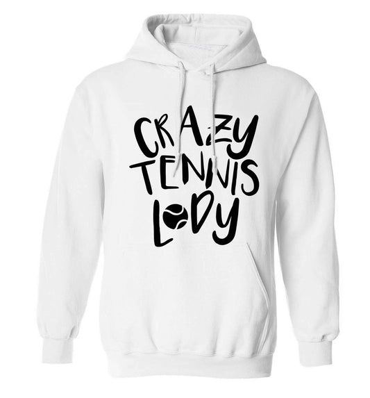 Crazy tennis lady adults unisex white hoodie 2XL
