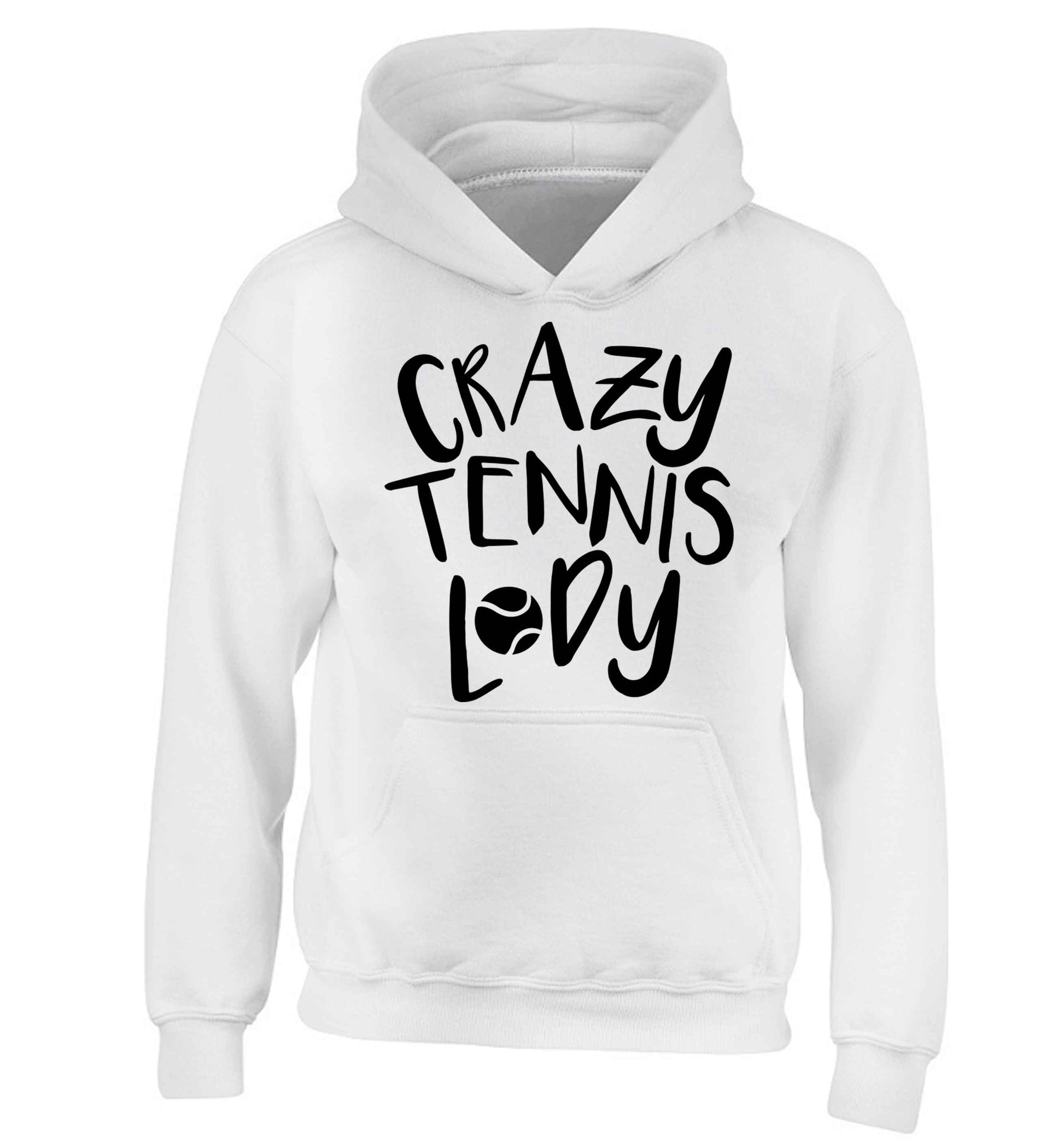 Crazy tennis lady children's white hoodie 12-13 Years
