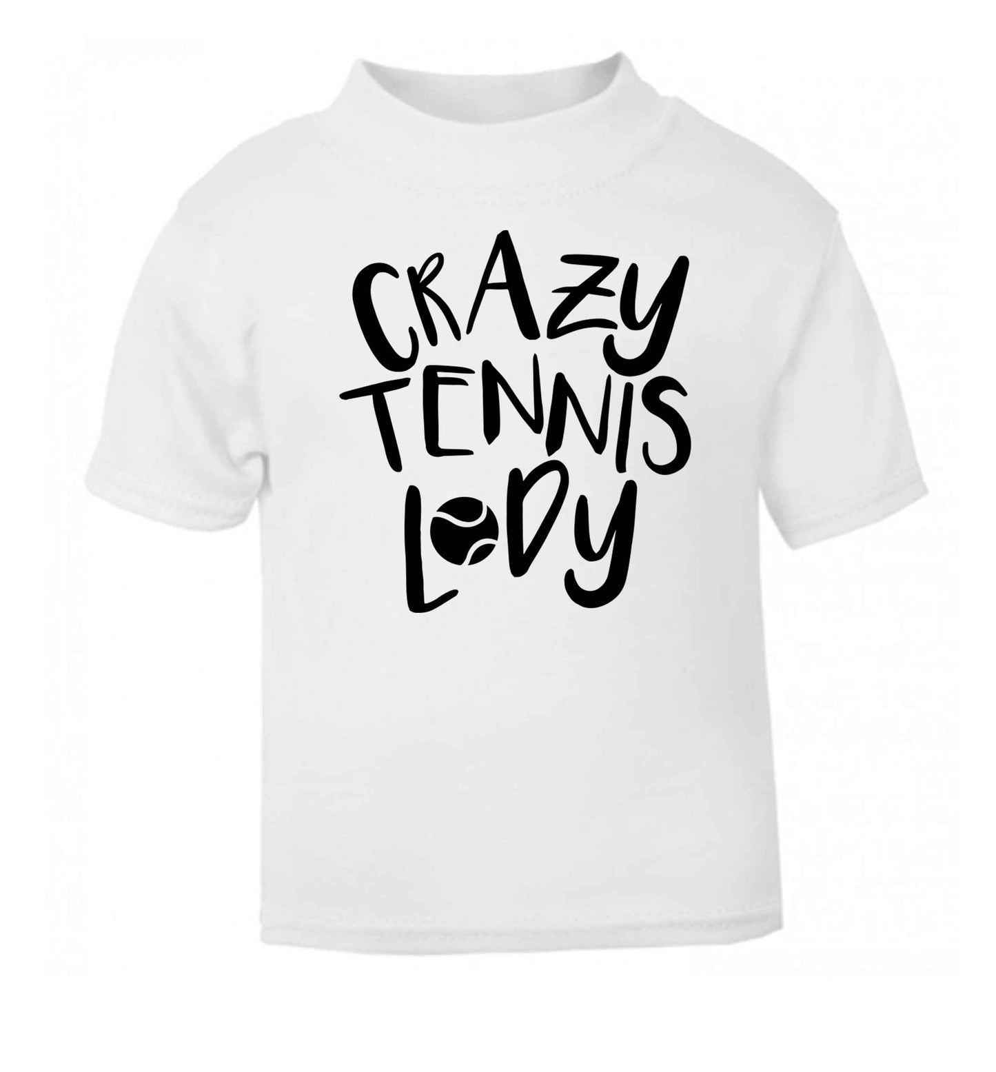 Crazy tennis lady white Baby Toddler Tshirt 2 Years