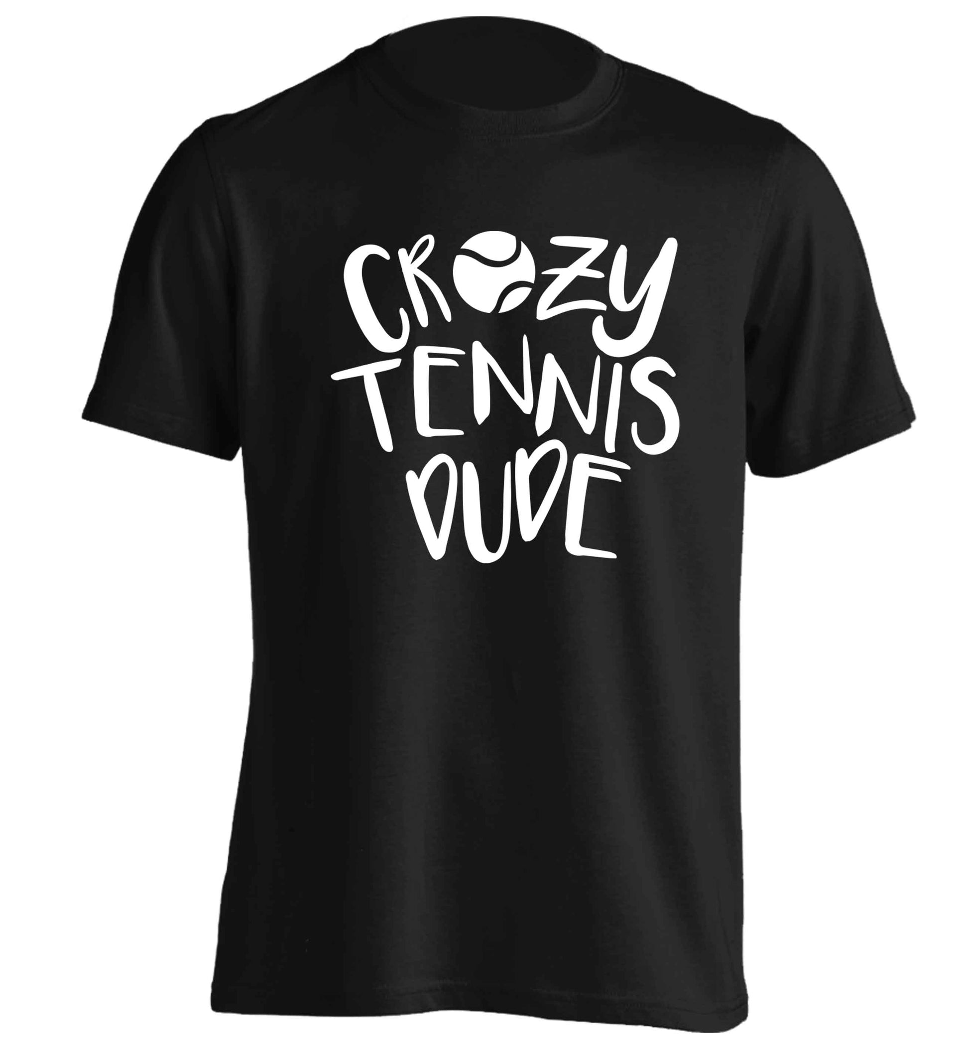 Crazy tennis dude adults unisex black Tshirt 2XL