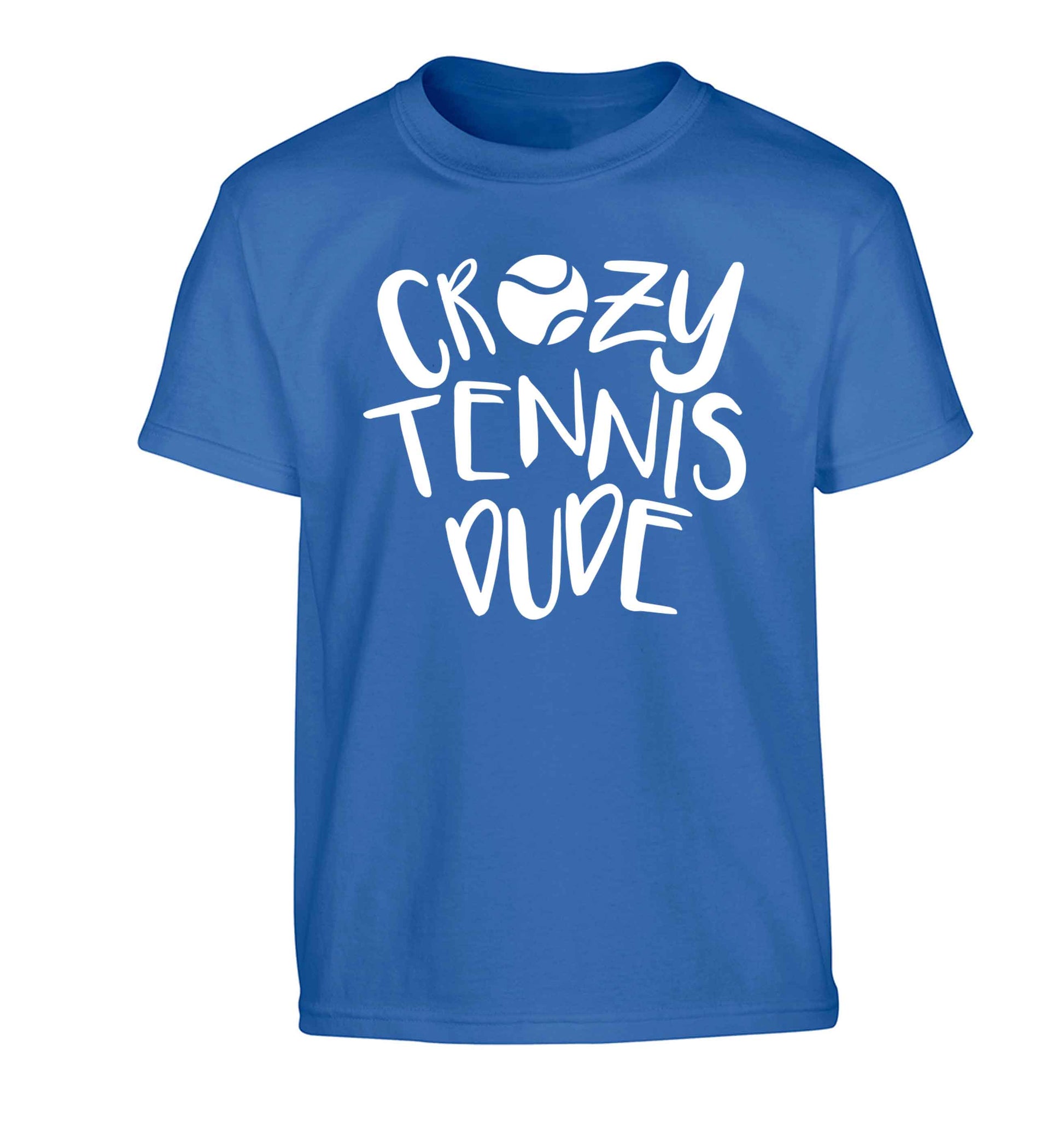 Crazy tennis dude Children's blue Tshirt 12-13 Years