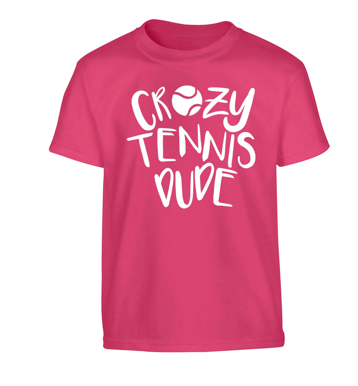 Crazy tennis dude Children's pink Tshirt 12-13 Years