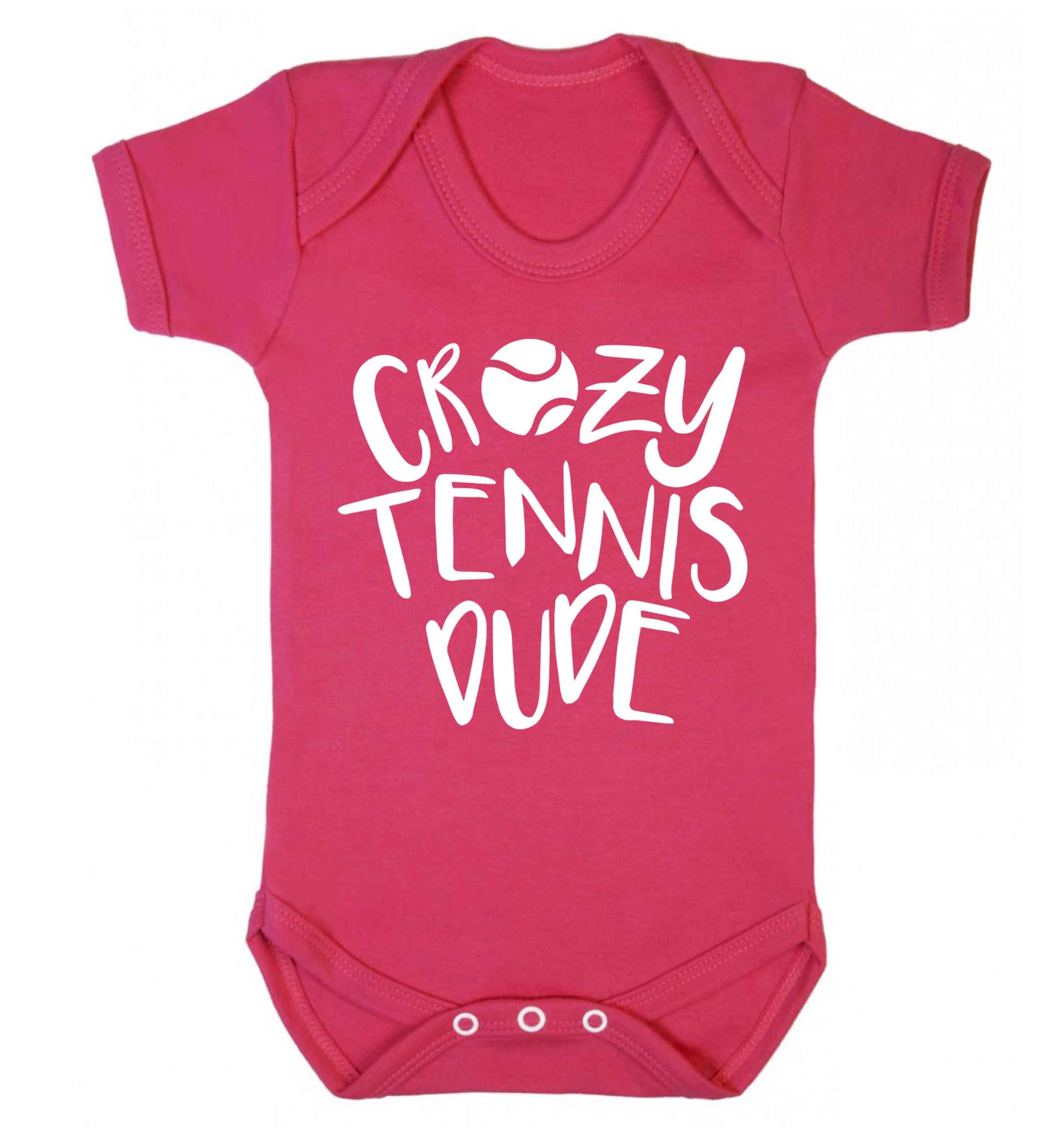 Crazy tennis dude Baby Vest dark pink 18-24 months