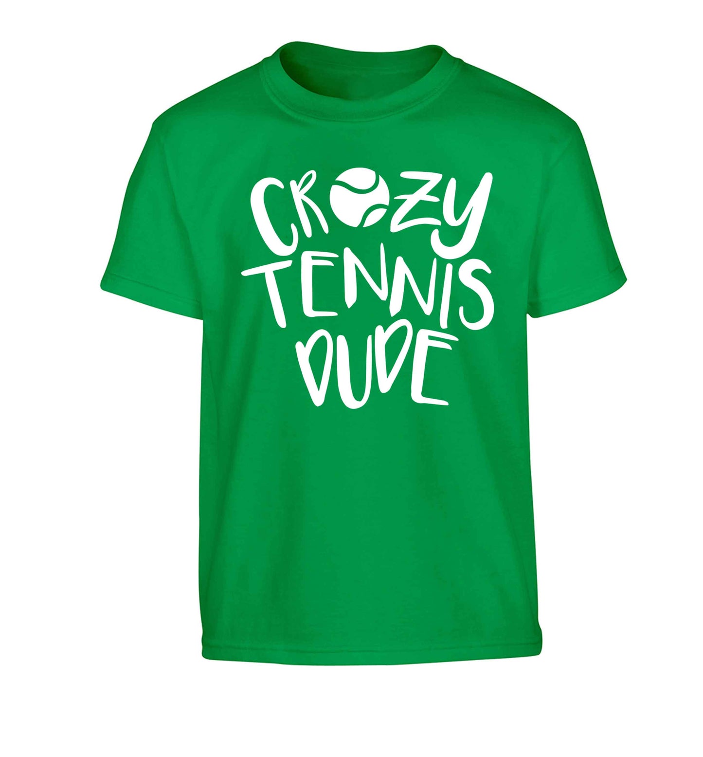 Crazy tennis dude Children's green Tshirt 12-13 Years
