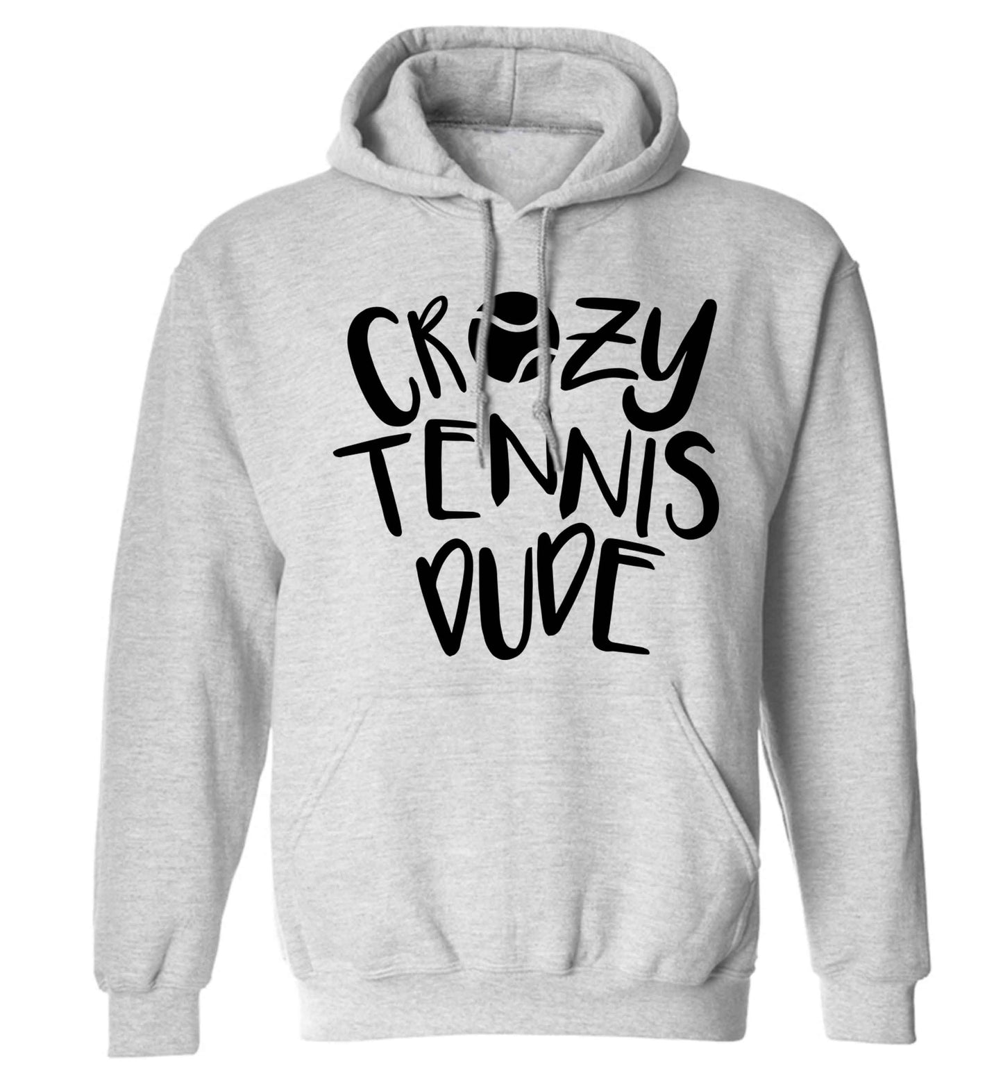 Crazy tennis dude adults unisex grey hoodie 2XL