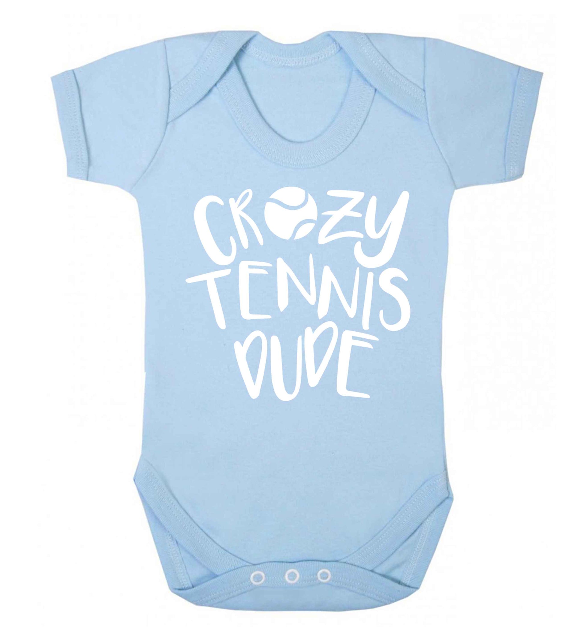 Crazy tennis dude Baby Vest pale blue 18-24 months