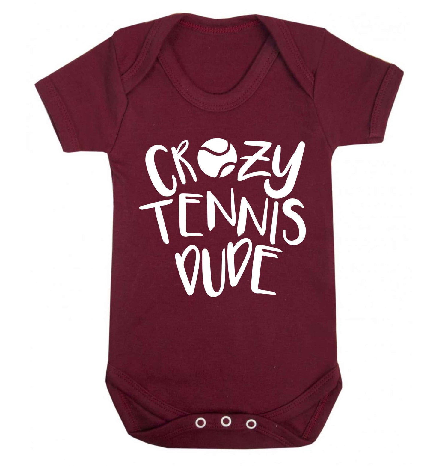 Crazy tennis dude Baby Vest maroon 18-24 months