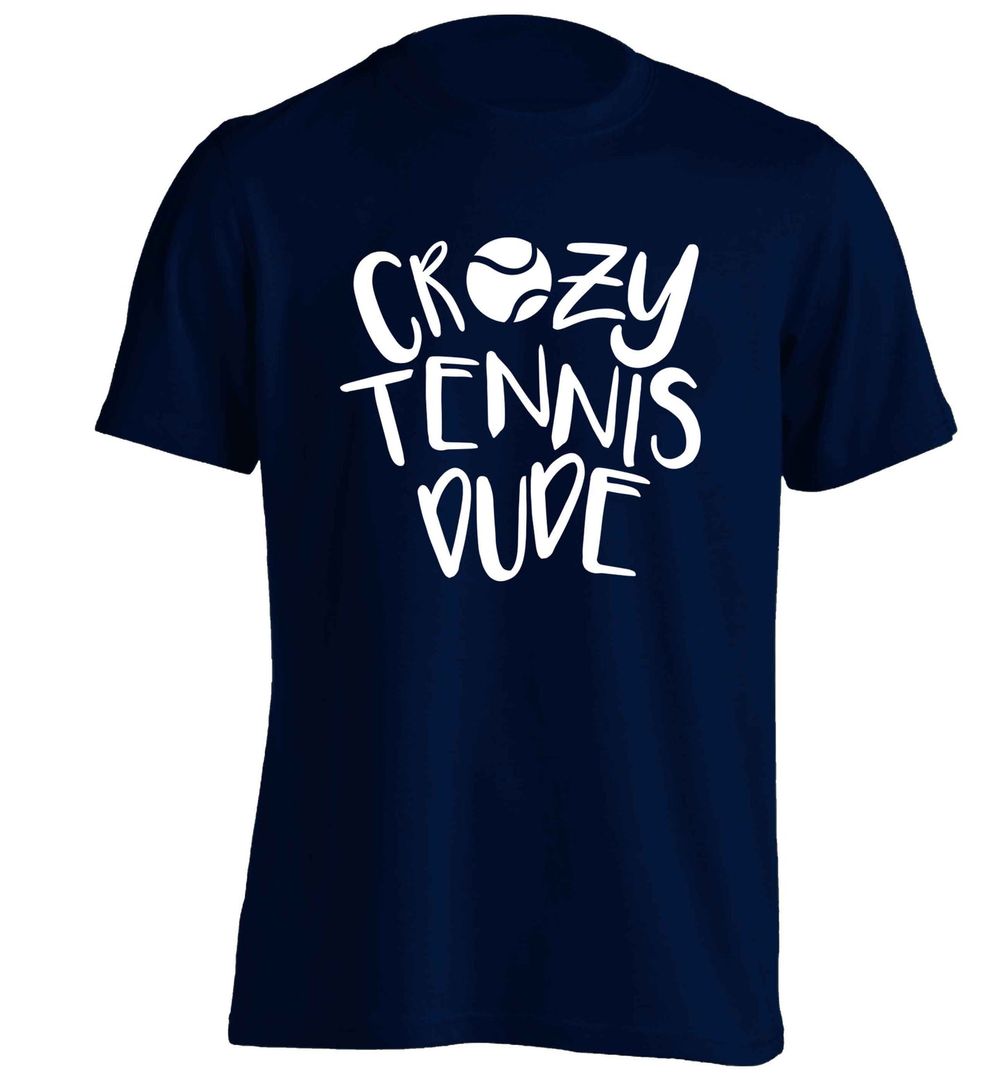 Crazy tennis dude adults unisex navy Tshirt 2XL