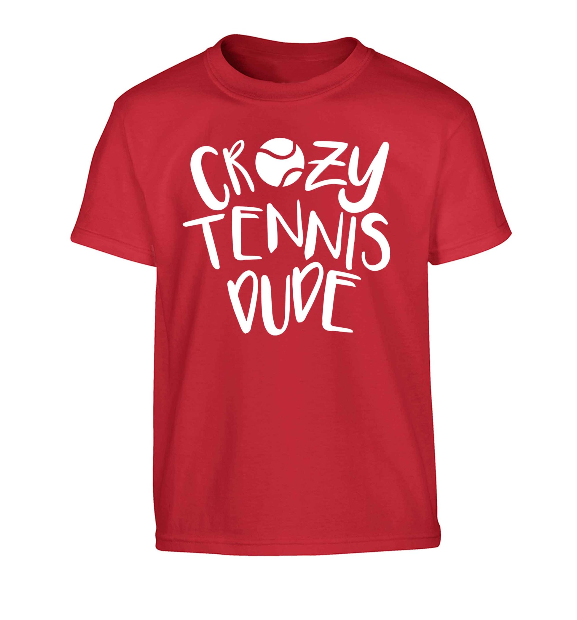Crazy tennis dude Children's red Tshirt 12-13 Years