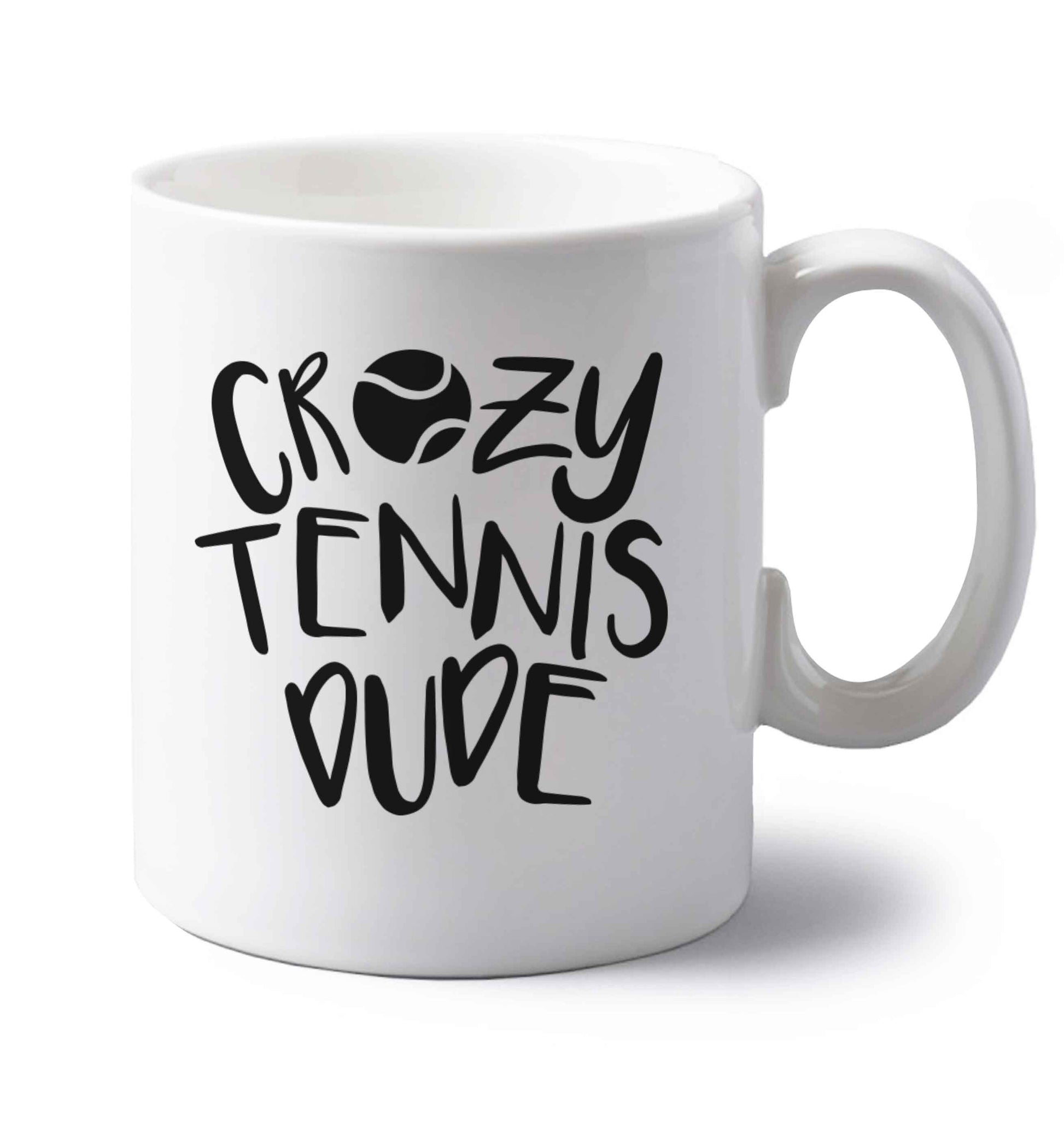 Crazy tennis dude left handed white ceramic mug 