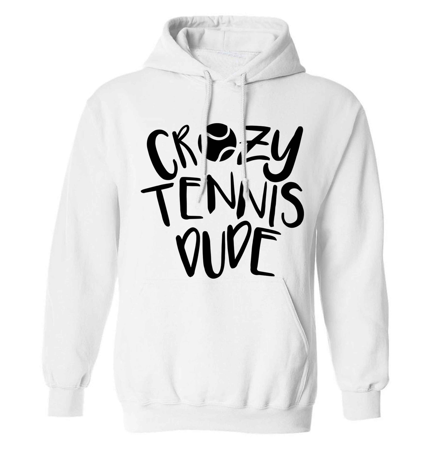 Crazy tennis dude adults unisex white hoodie 2XL