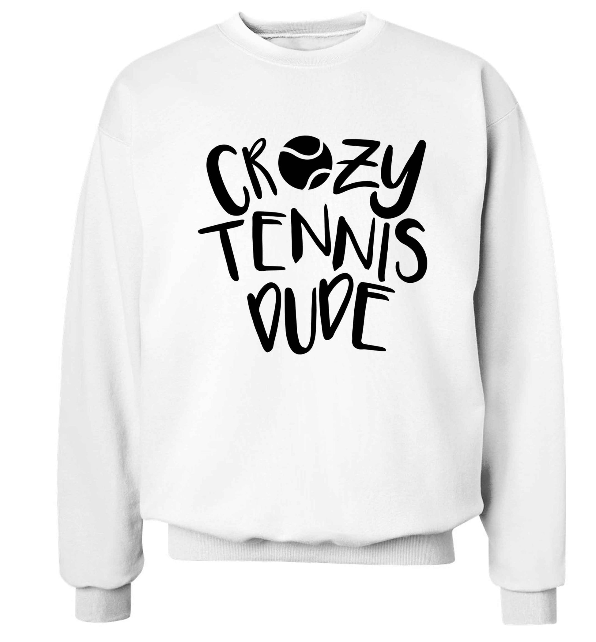 Crazy tennis dude Adult's unisex white Sweater 2XL