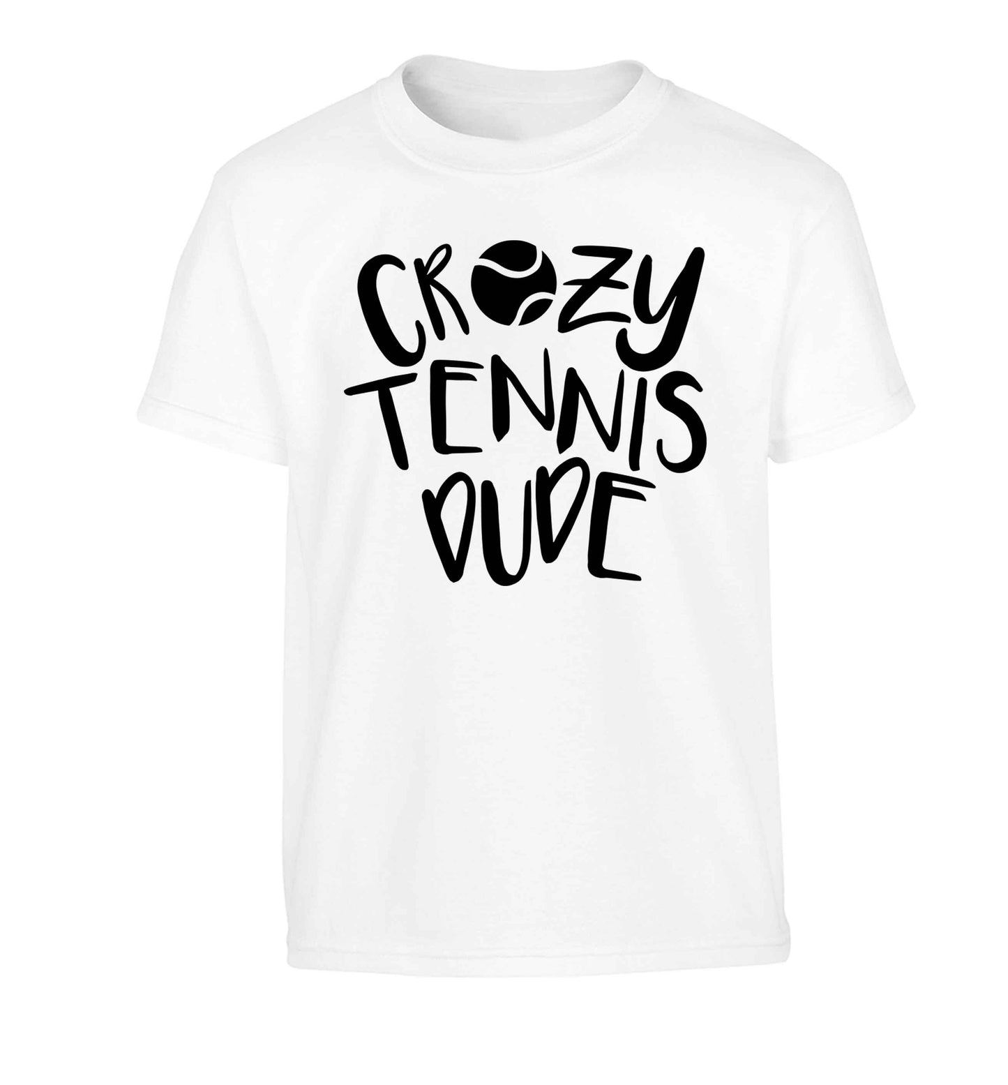 Crazy tennis dude Children's white Tshirt 12-13 Years