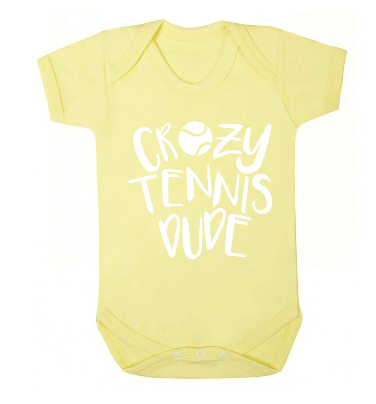 Crazy tennis dude Baby Vest pale yellow 18-24 months