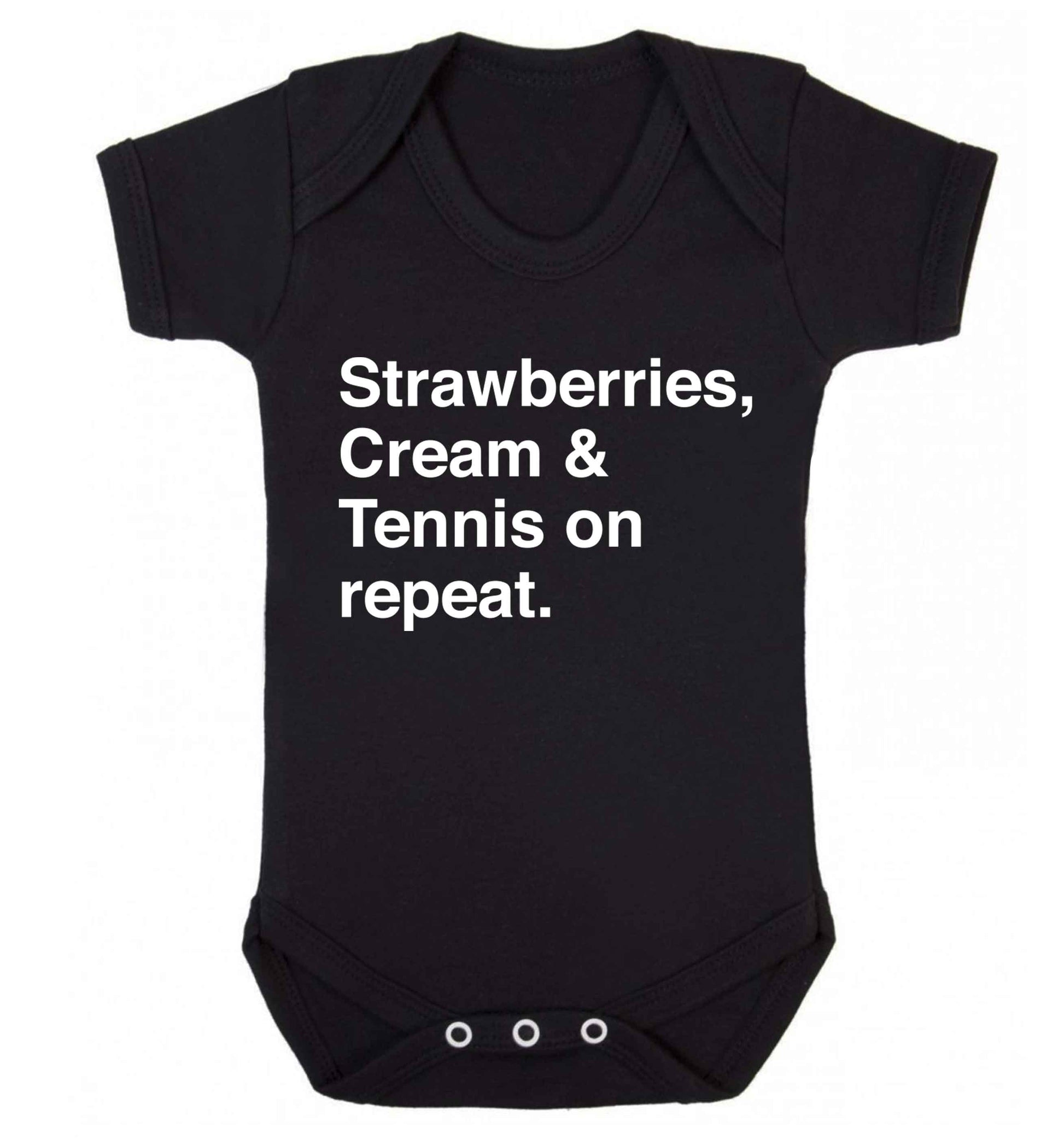 Strawberries, cream and tennis on repeat Baby Vest black 18-24 months