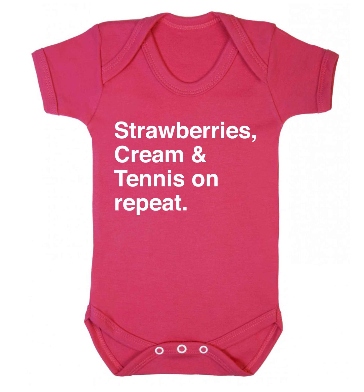 Strawberries, cream and tennis on repeat Baby Vest dark pink 18-24 months