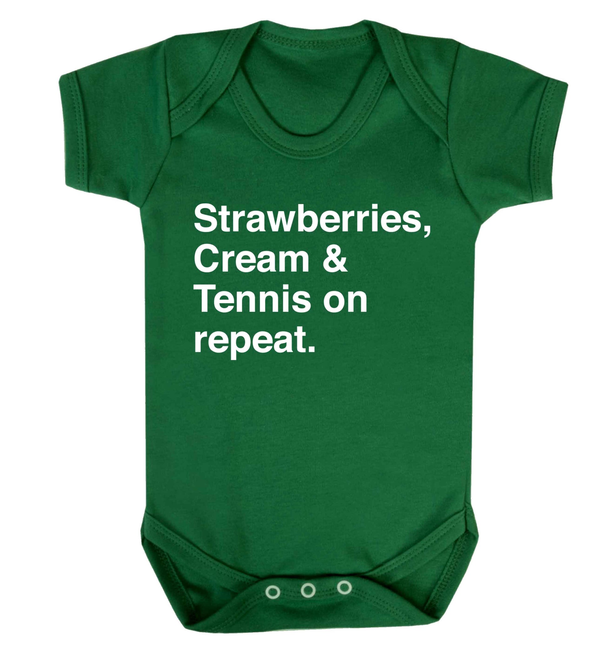 Strawberries, cream and tennis on repeat Baby Vest green 18-24 months