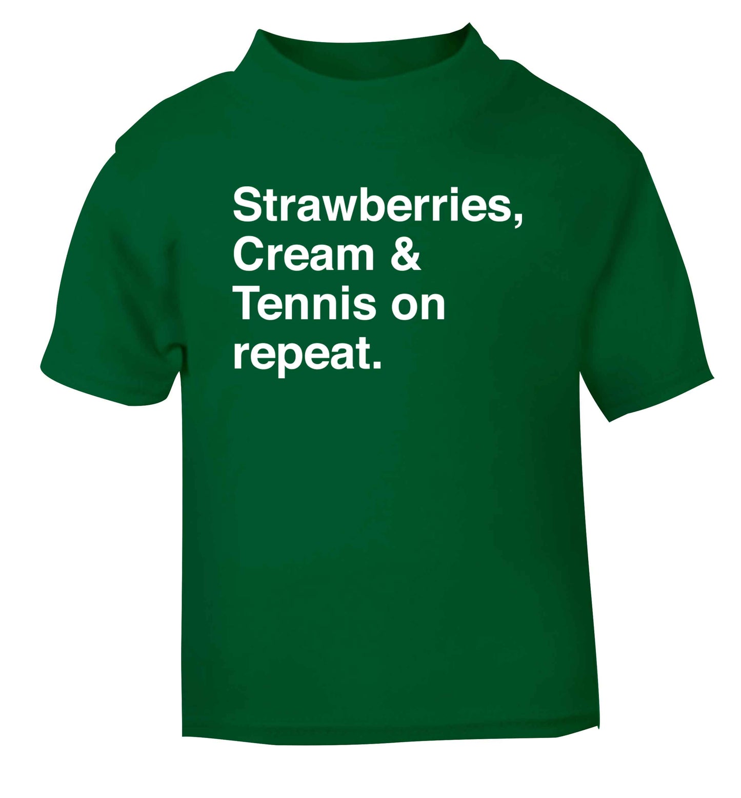 Strawberries, cream and tennis on repeat green Baby Toddler Tshirt 2 Years