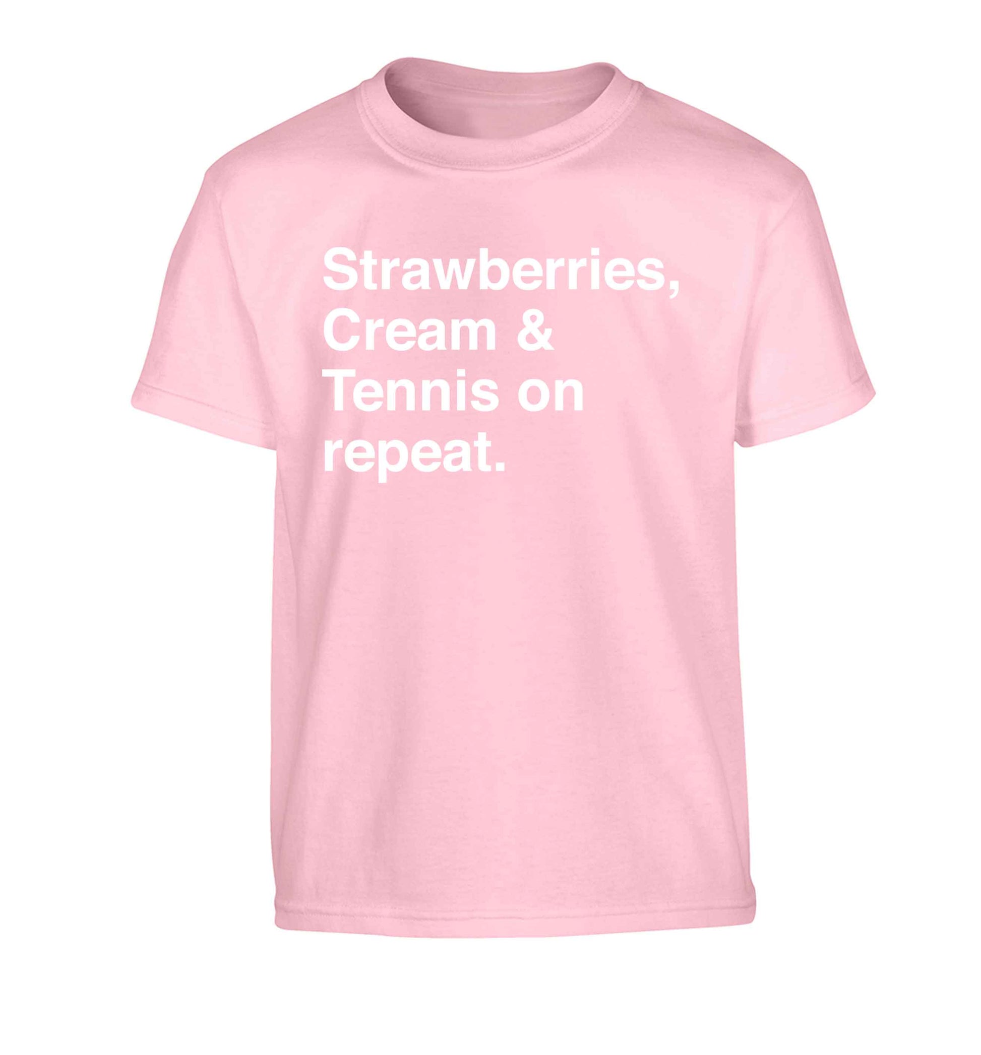 Strawberries, cream and tennis on repeat Children's light pink Tshirt 12-13 Years
