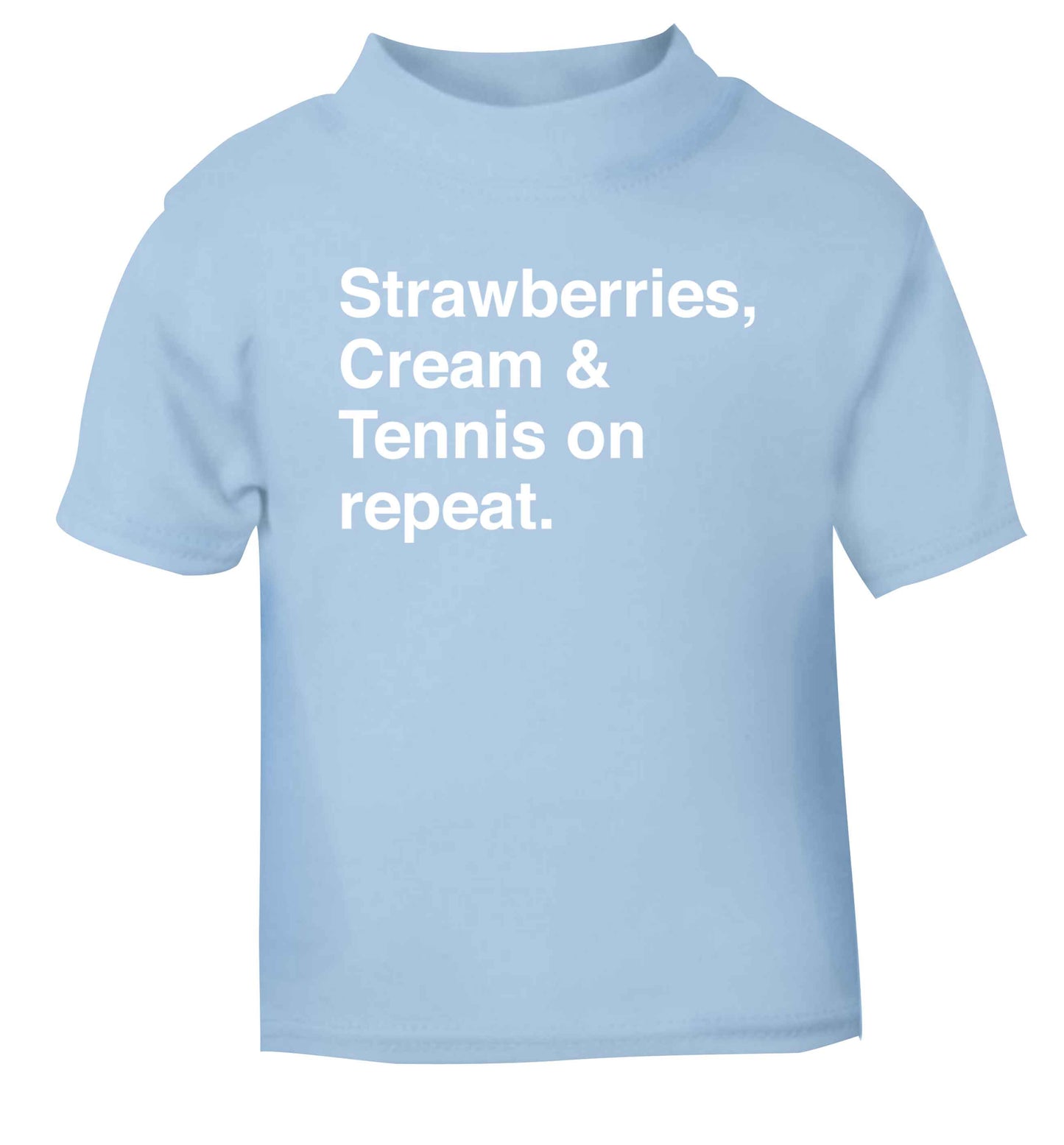 Strawberries, cream and tennis on repeat light blue Baby Toddler Tshirt 2 Years