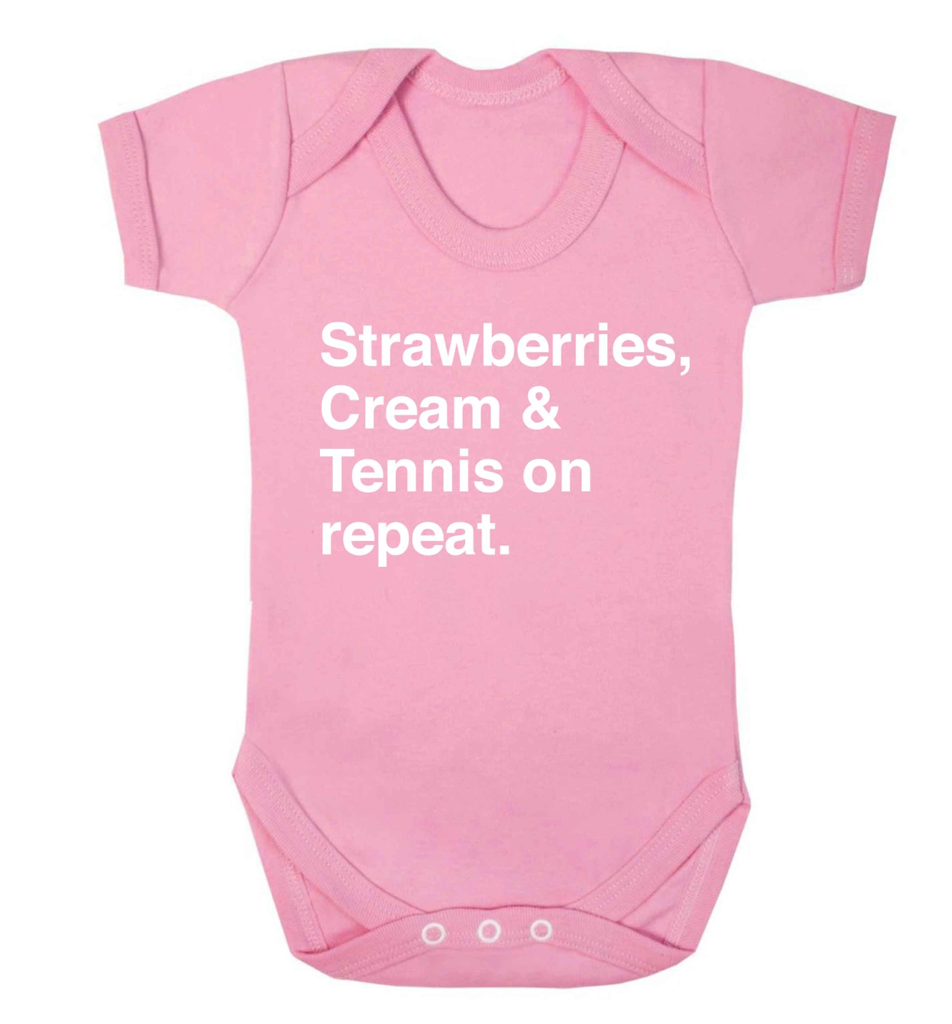 Strawberries, cream and tennis on repeat Baby Vest pale pink 18-24 months