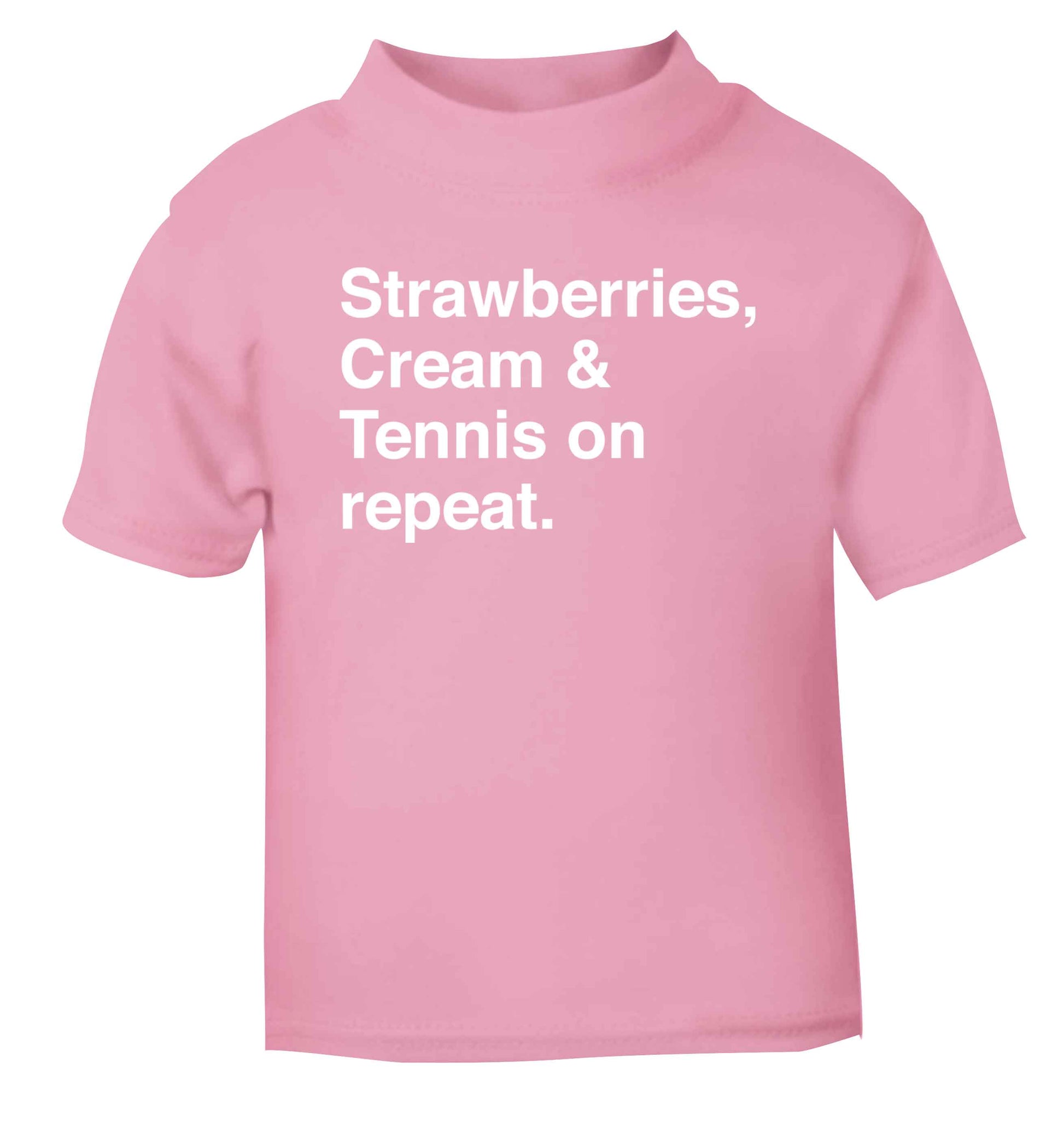 Strawberries, cream and tennis on repeat light pink Baby Toddler Tshirt 2 Years