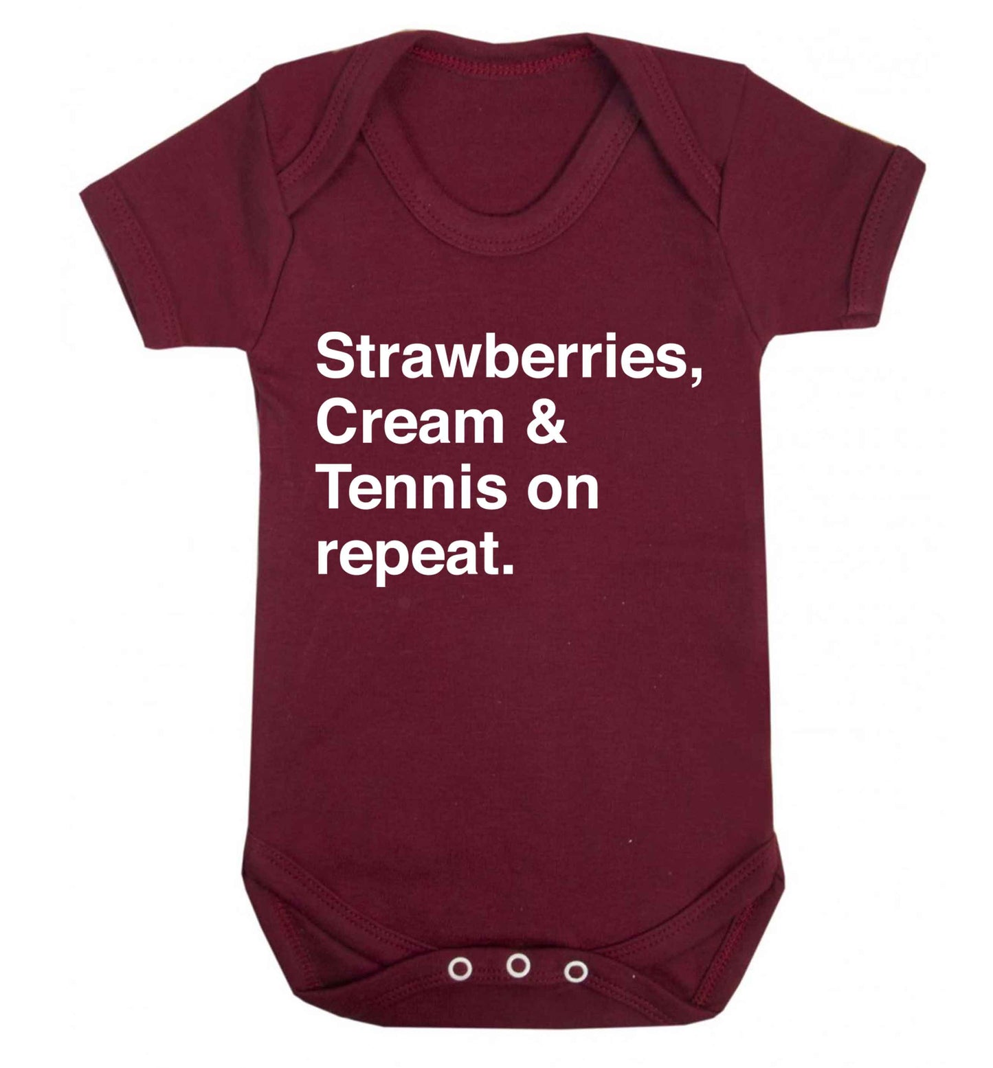 Strawberries, cream and tennis on repeat Baby Vest maroon 18-24 months