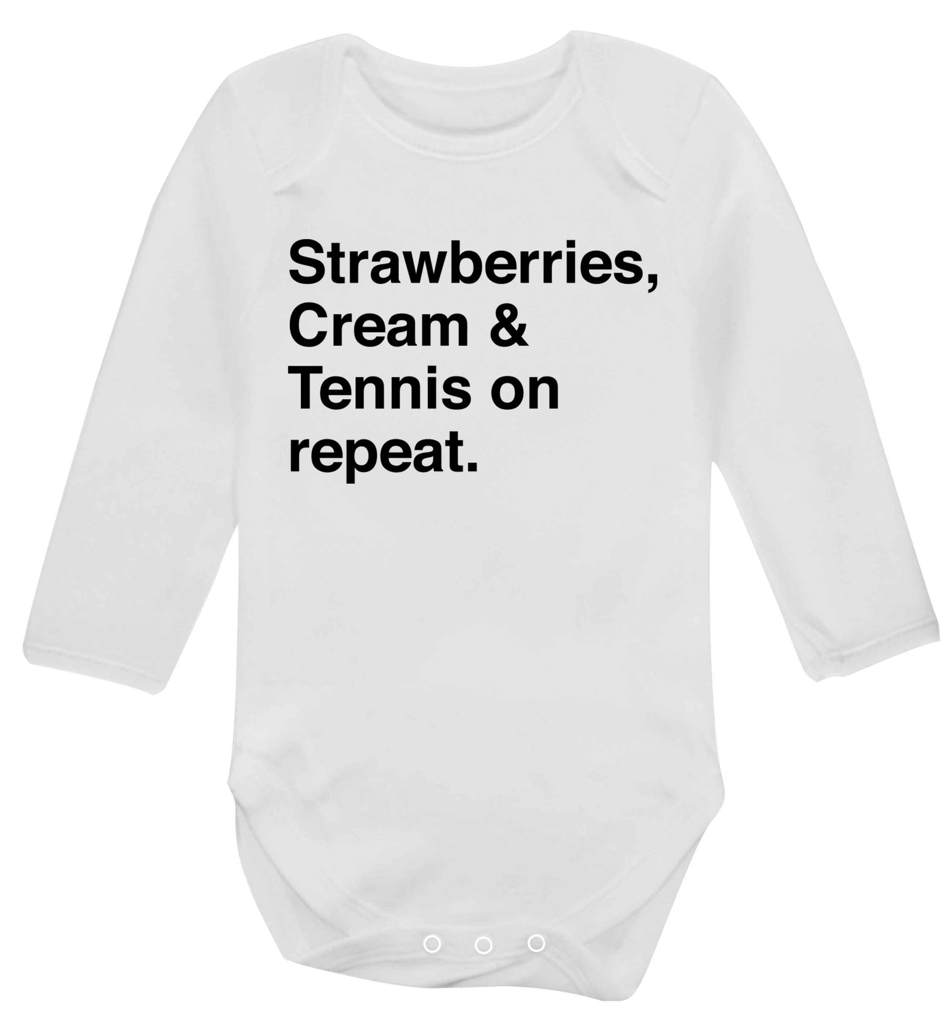 Strawberries, cream and tennis on repeat Baby Vest long sleeved white 6-12 months