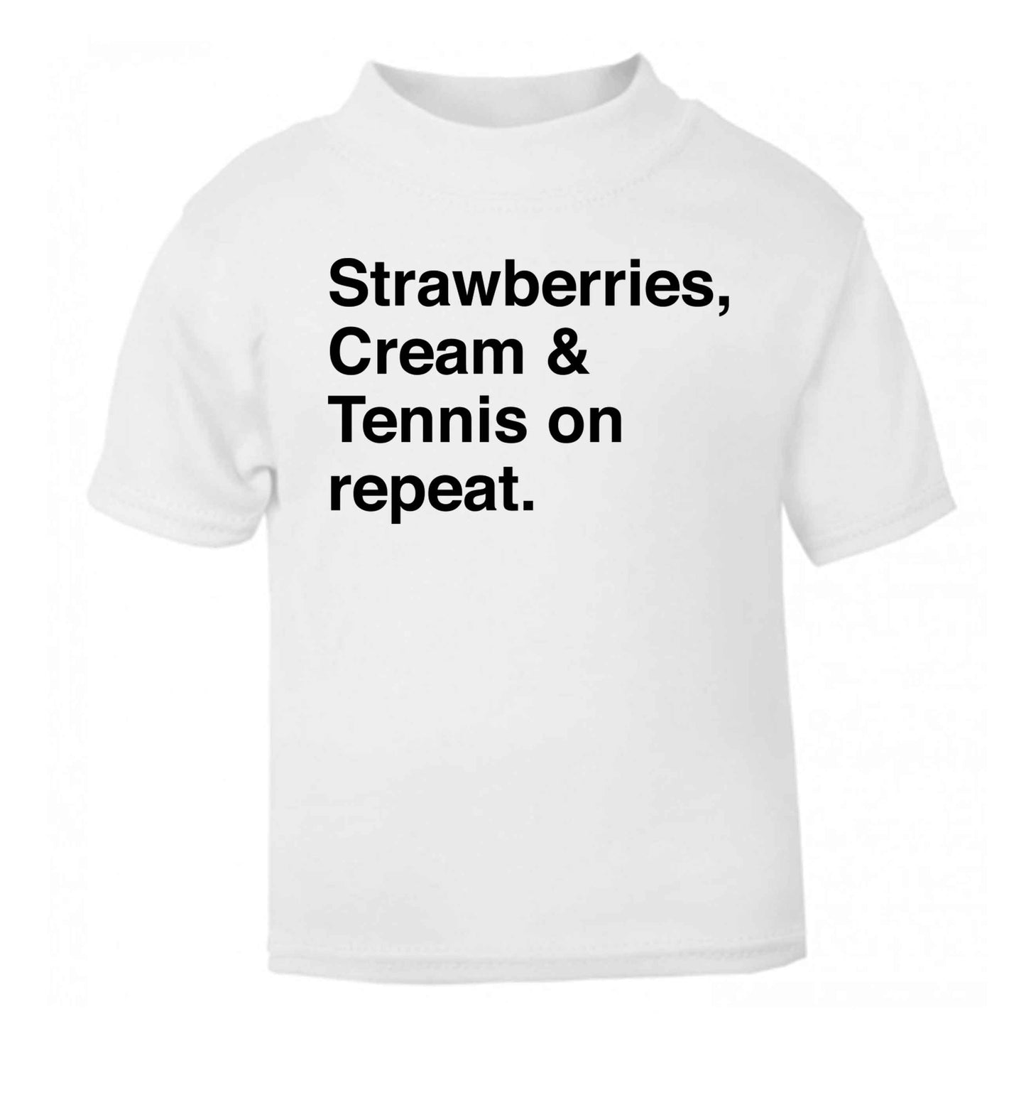 Strawberries, cream and tennis on repeat white Baby Toddler Tshirt 2 Years