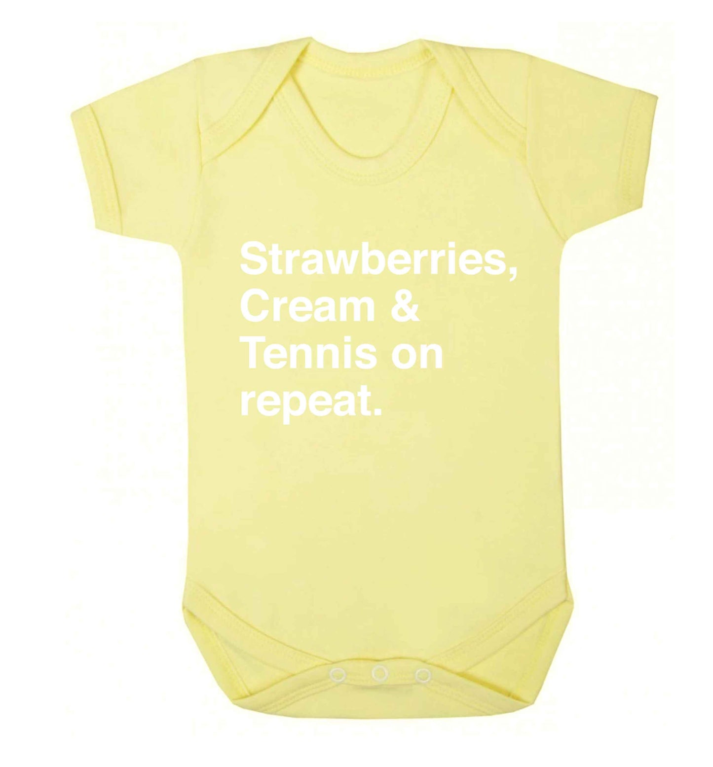 Strawberries, cream and tennis on repeat Baby Vest pale yellow 18-24 months