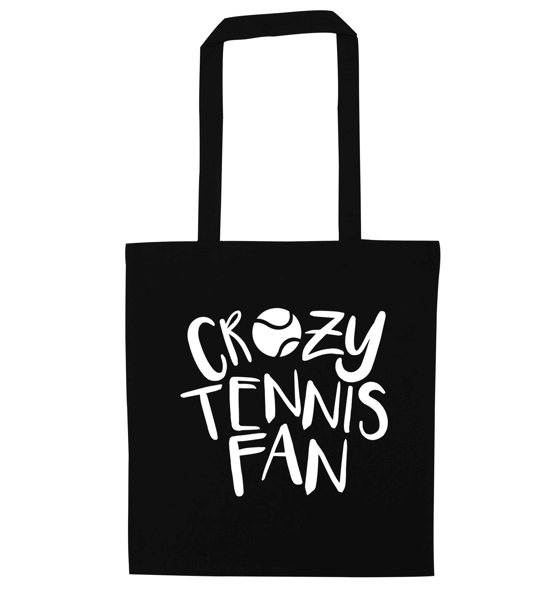 Crazy tennis fan black tote bag