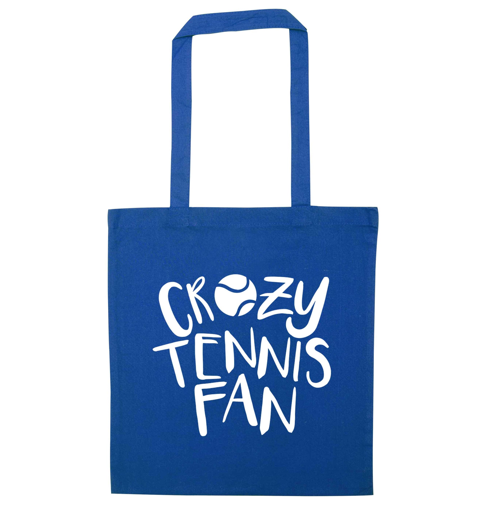 Crazy tennis fan blue tote bag