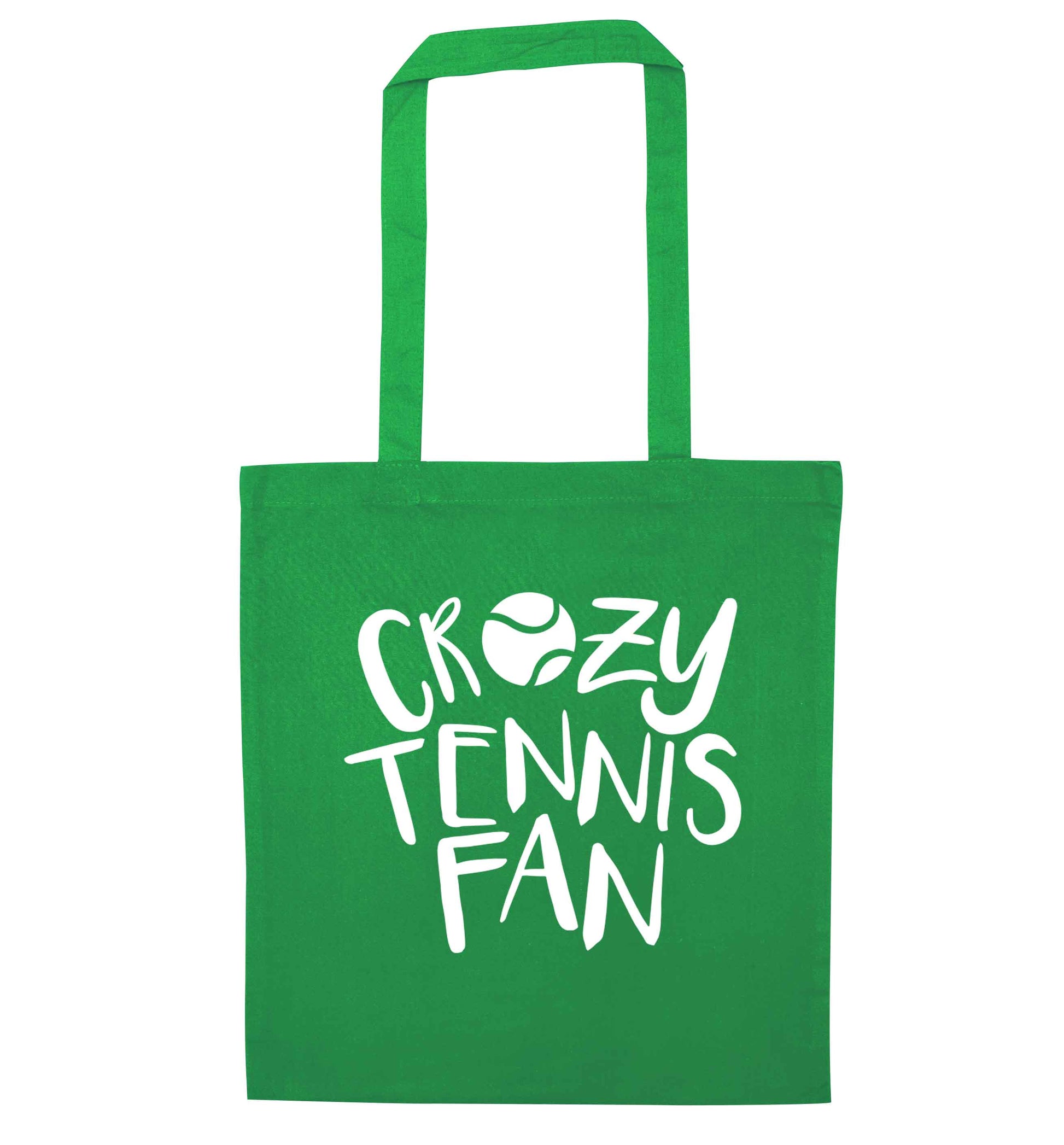 Crazy tennis fan green tote bag