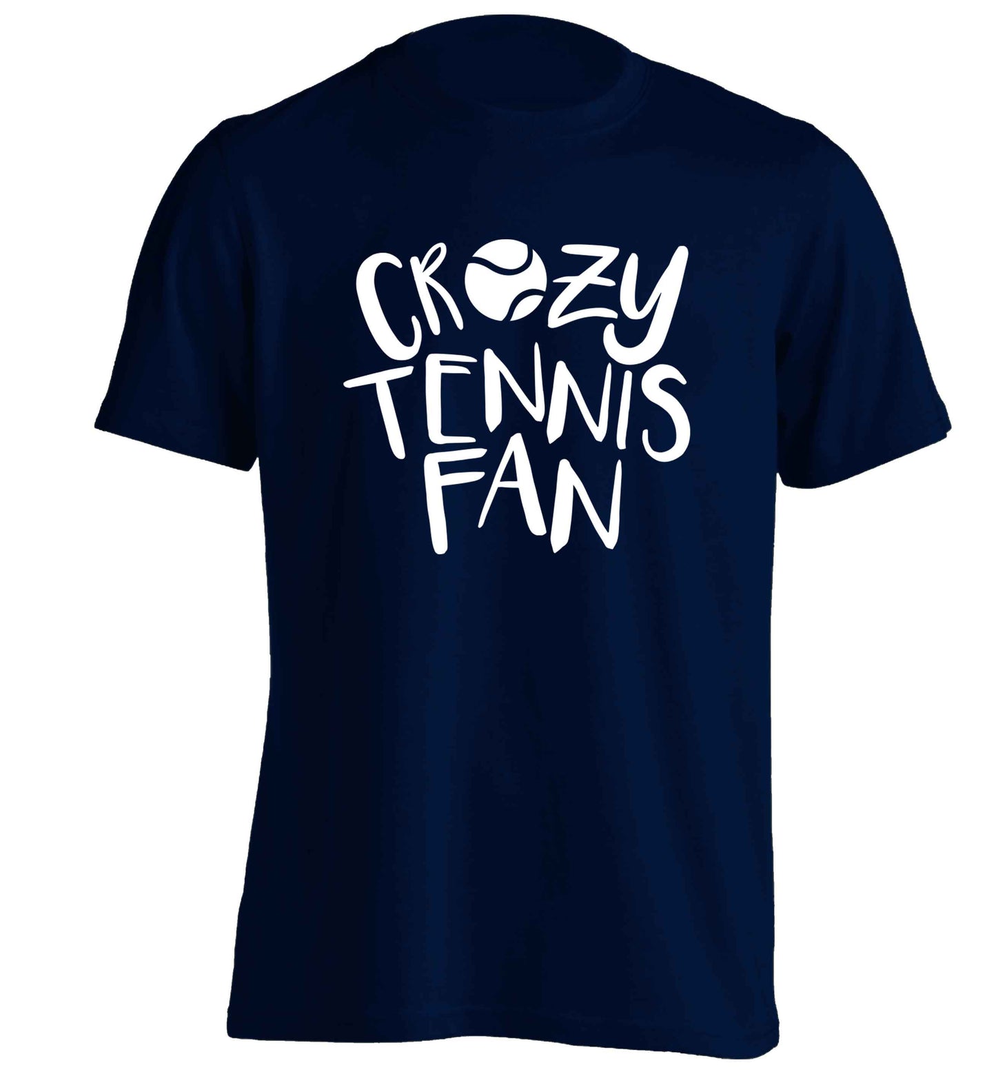 Crazy tennis fan adults unisex navy Tshirt 2XL