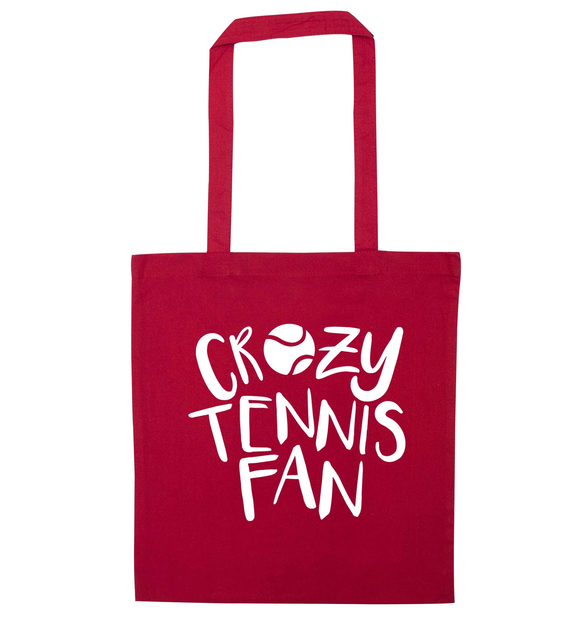 Crazy tennis fan red tote bag