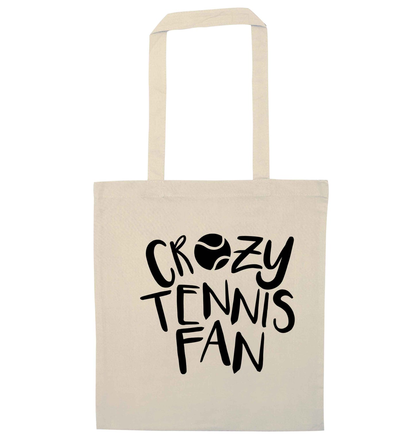 Crazy tennis fan natural tote bag