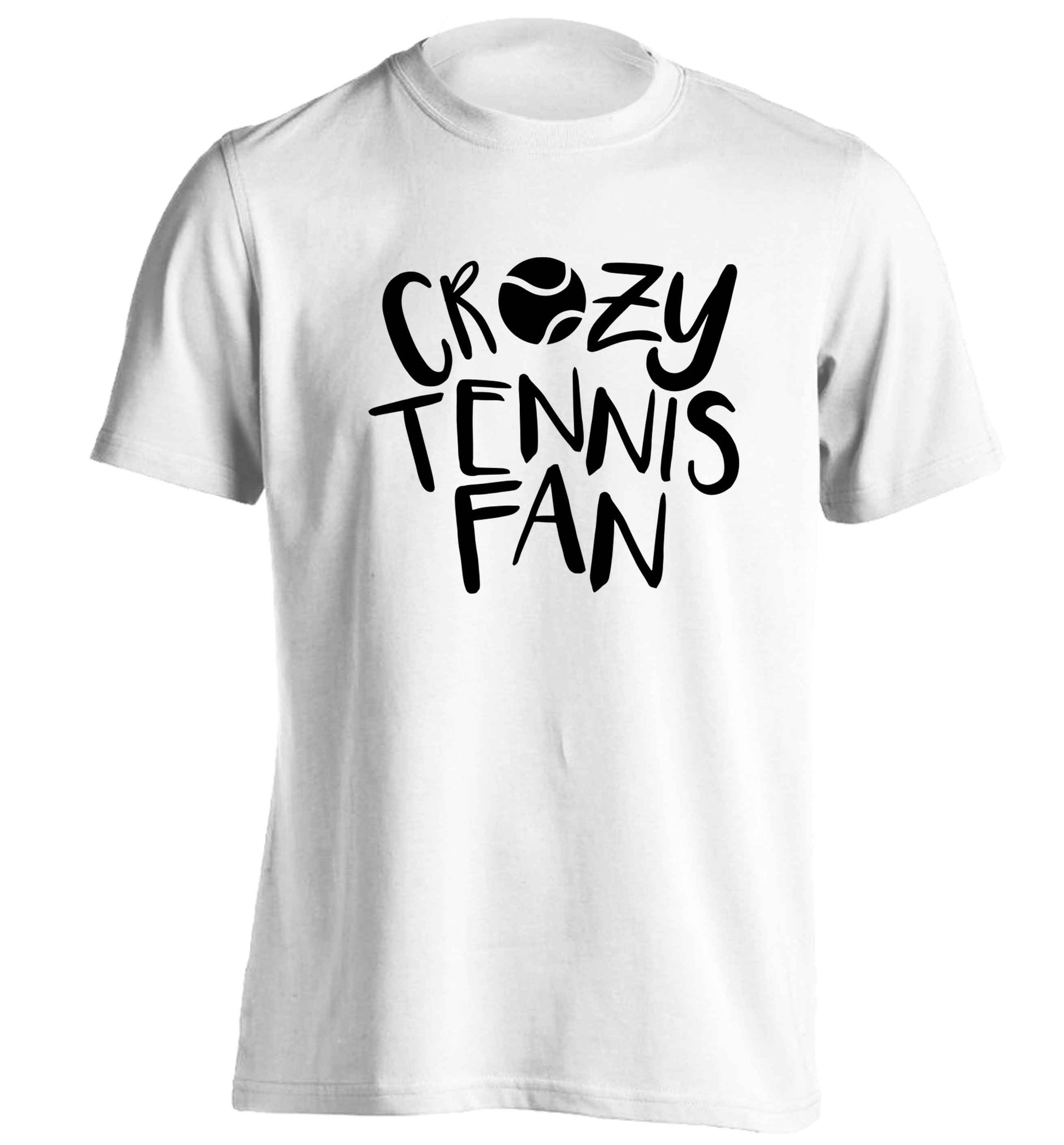 Crazy tennis fan adults unisex white Tshirt 2XL