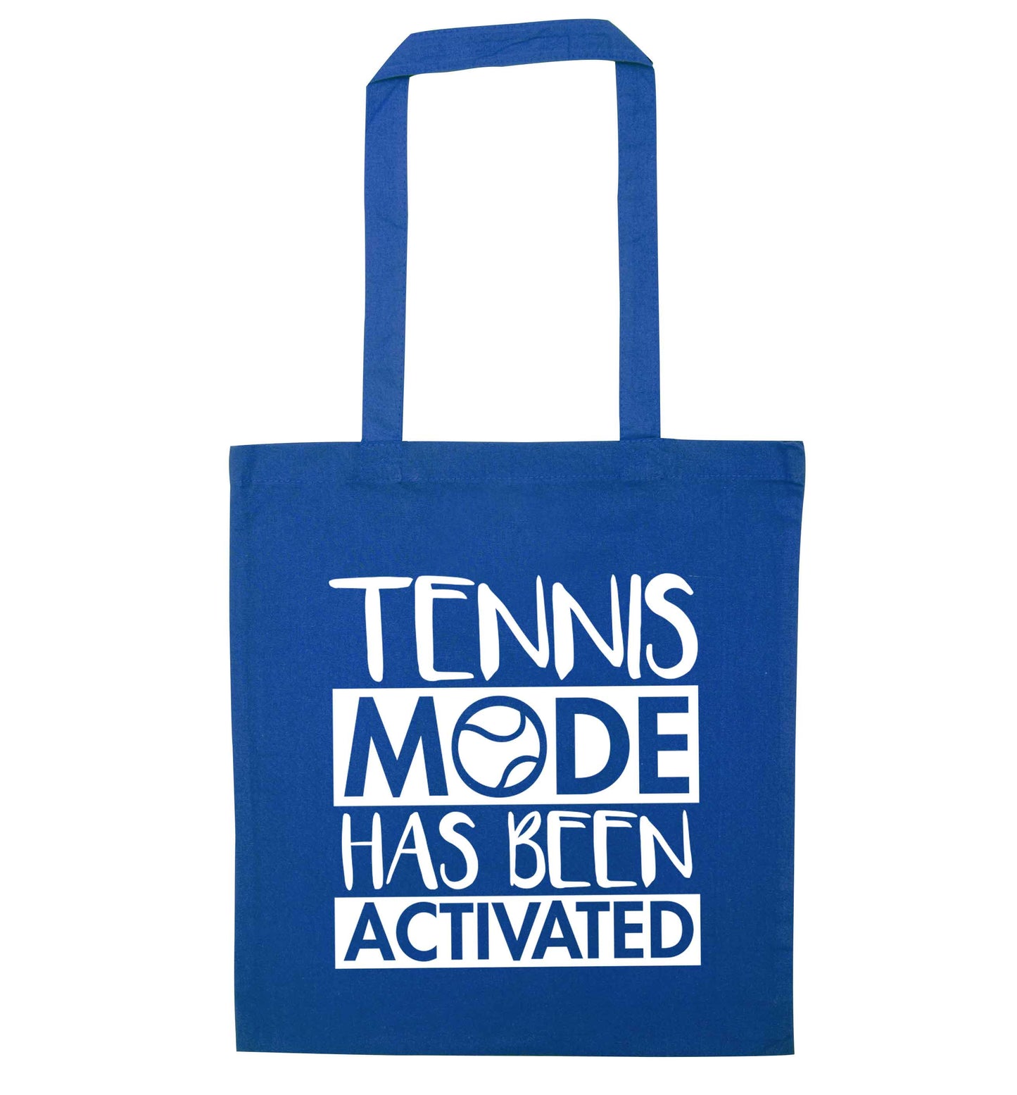 Tennis mode has been activated blue tote bag