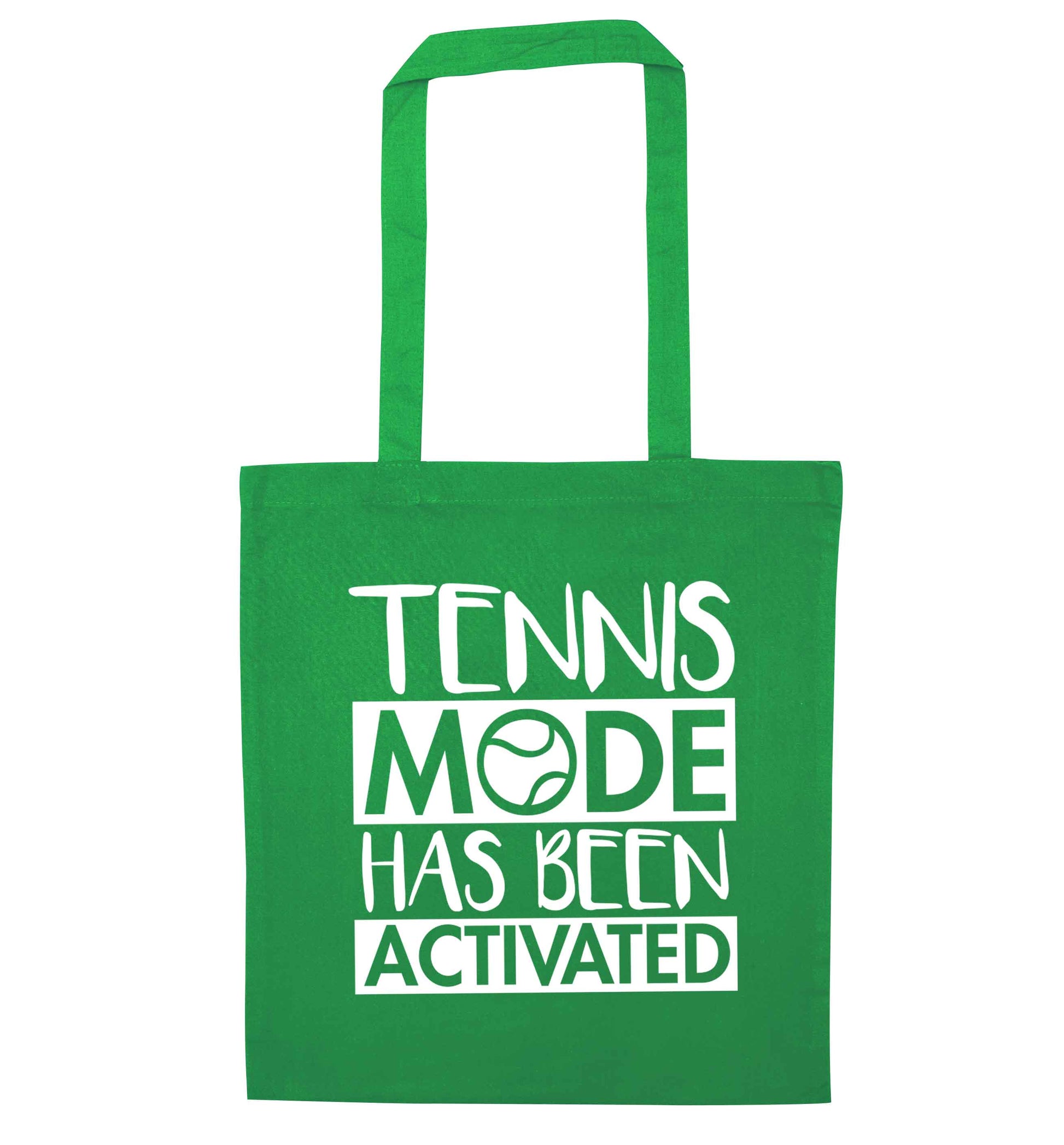 Tennis mode has been activated green tote bag