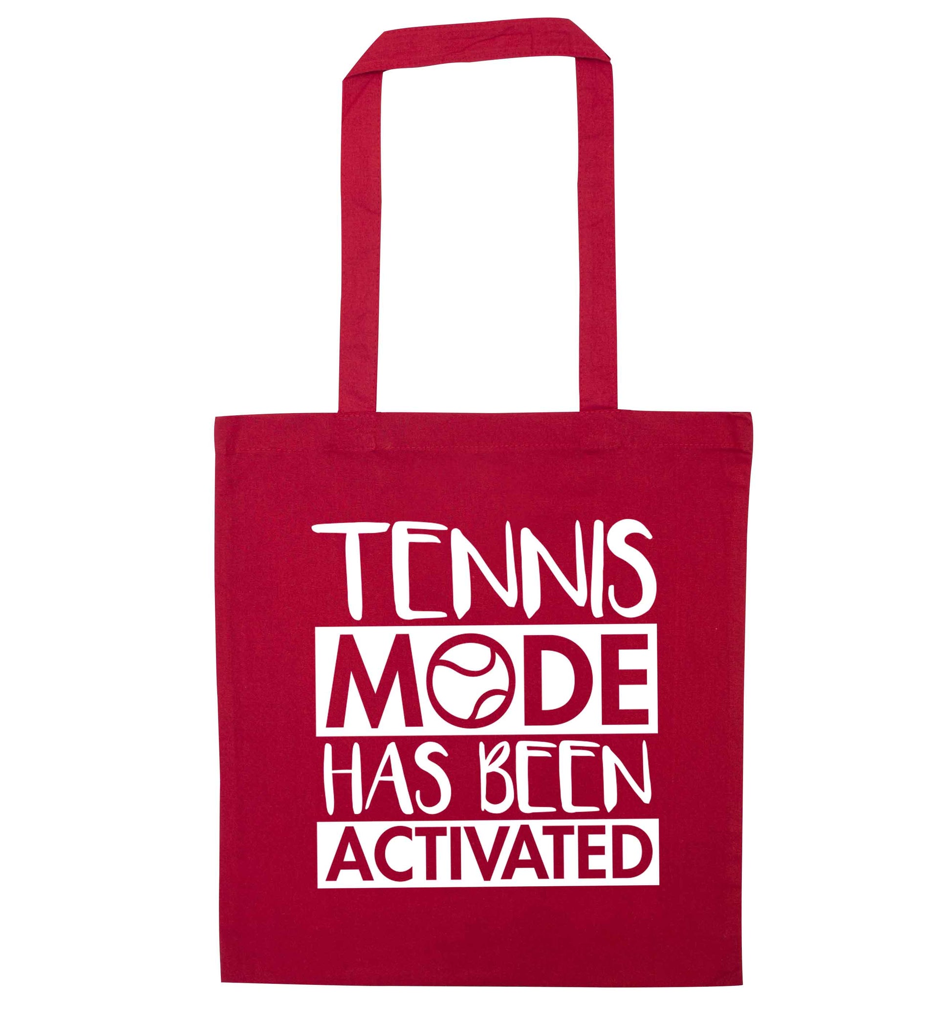 Tennis mode has been activated red tote bag