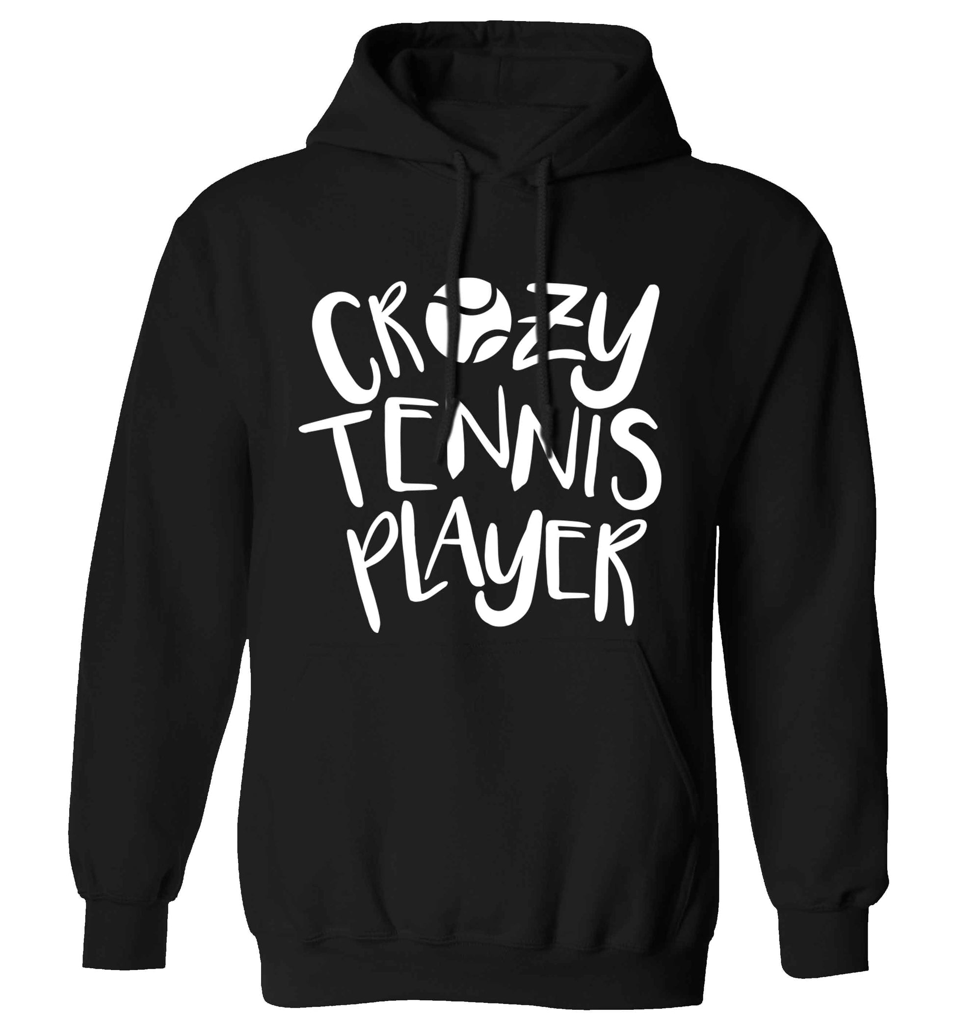 Crazy tennis player adults unisex black hoodie 2XL