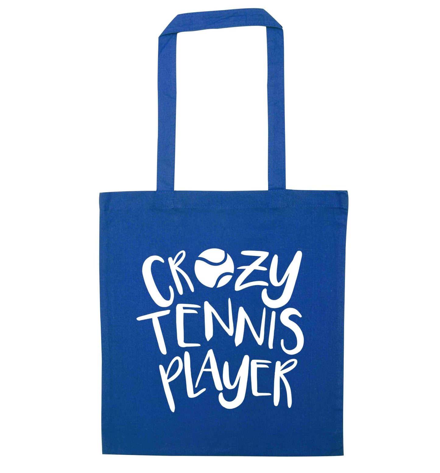 Crazy tennis player blue tote bag
