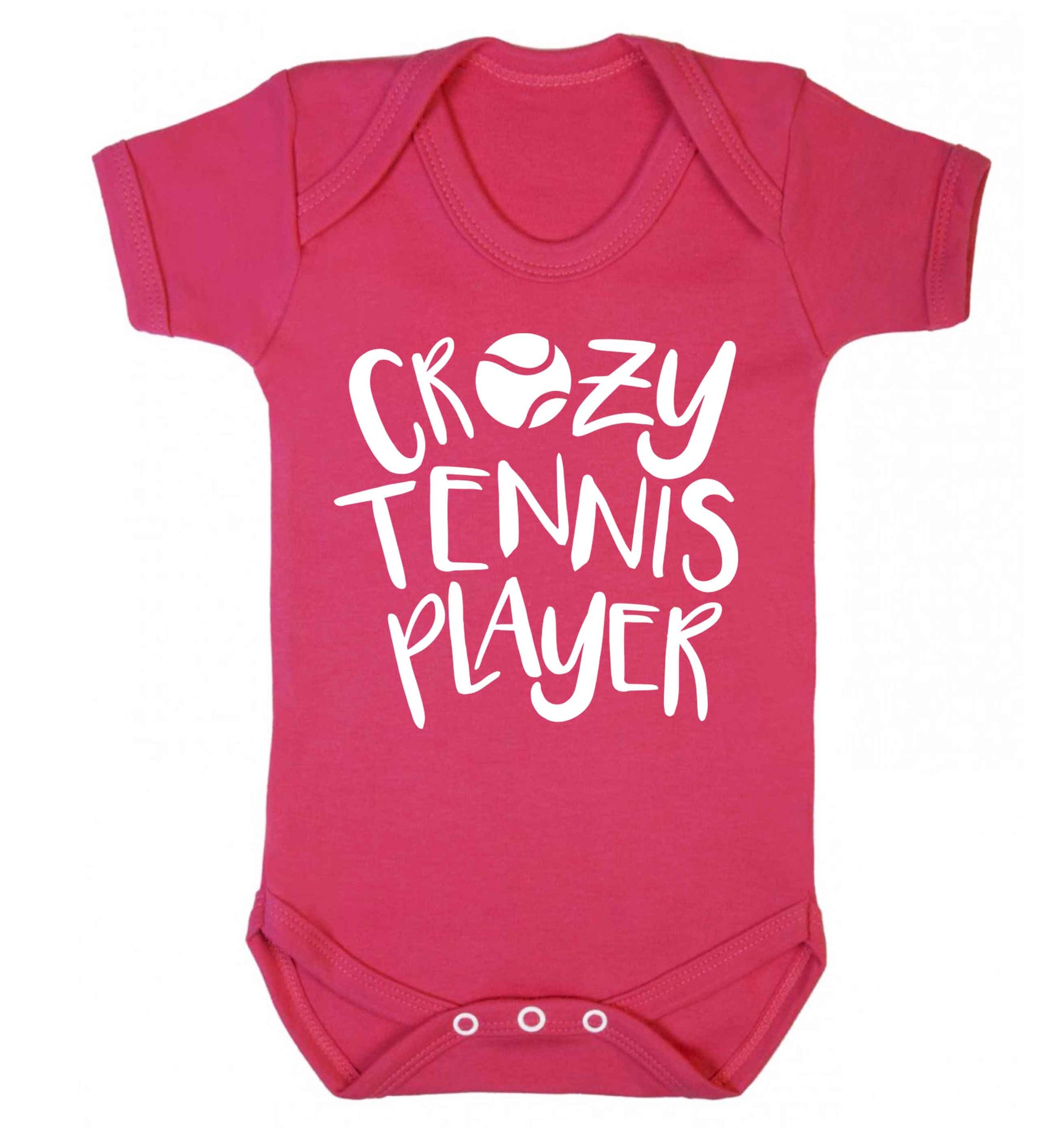 Crazy tennis player Baby Vest dark pink 18-24 months