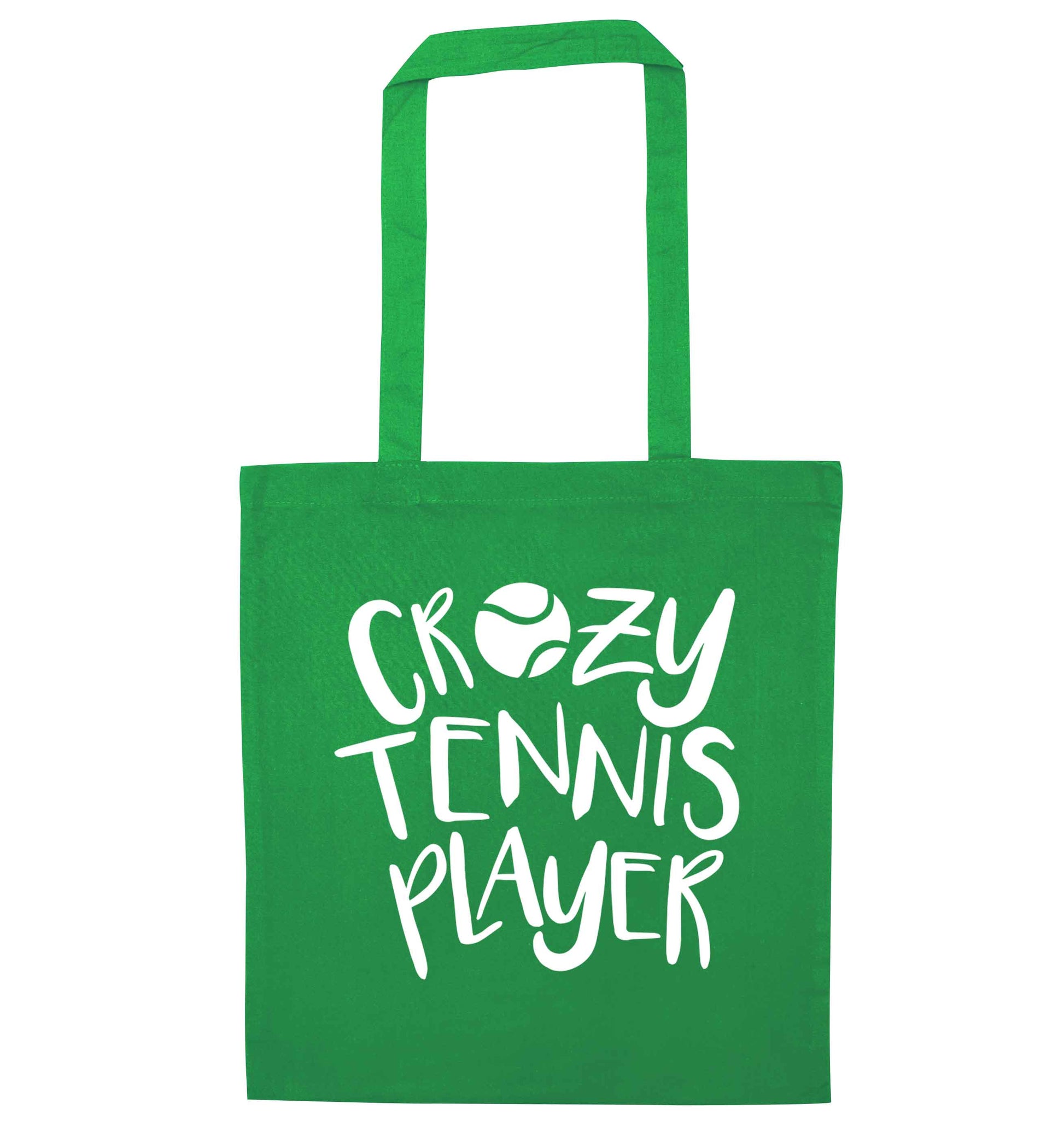 Crazy tennis player green tote bag