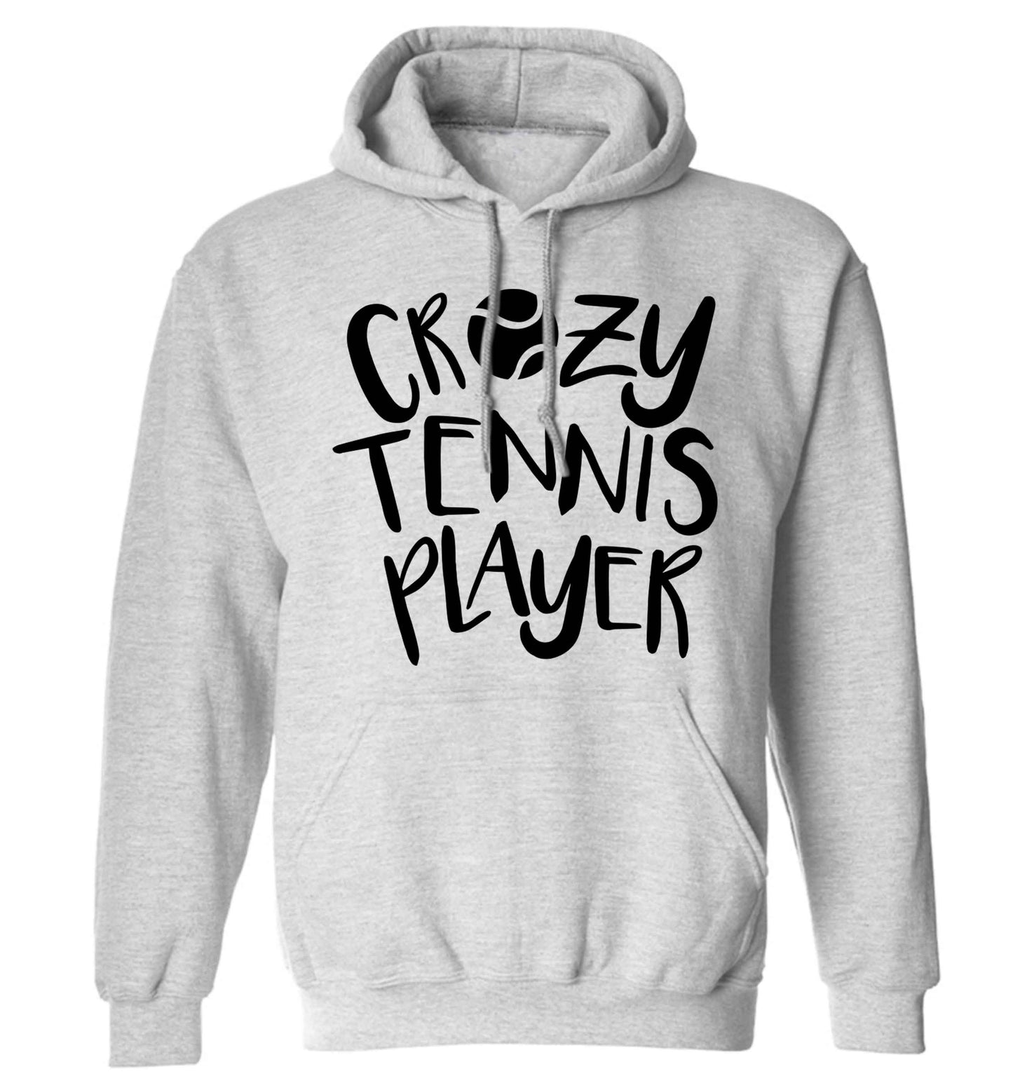 Crazy tennis player adults unisex grey hoodie 2XL