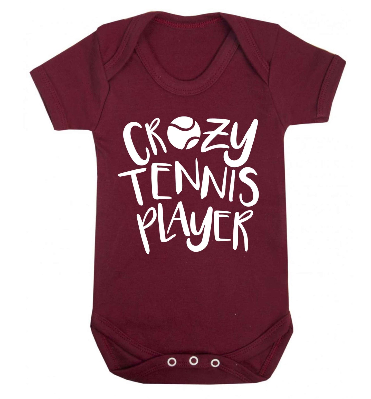 Crazy tennis player Baby Vest maroon 18-24 months